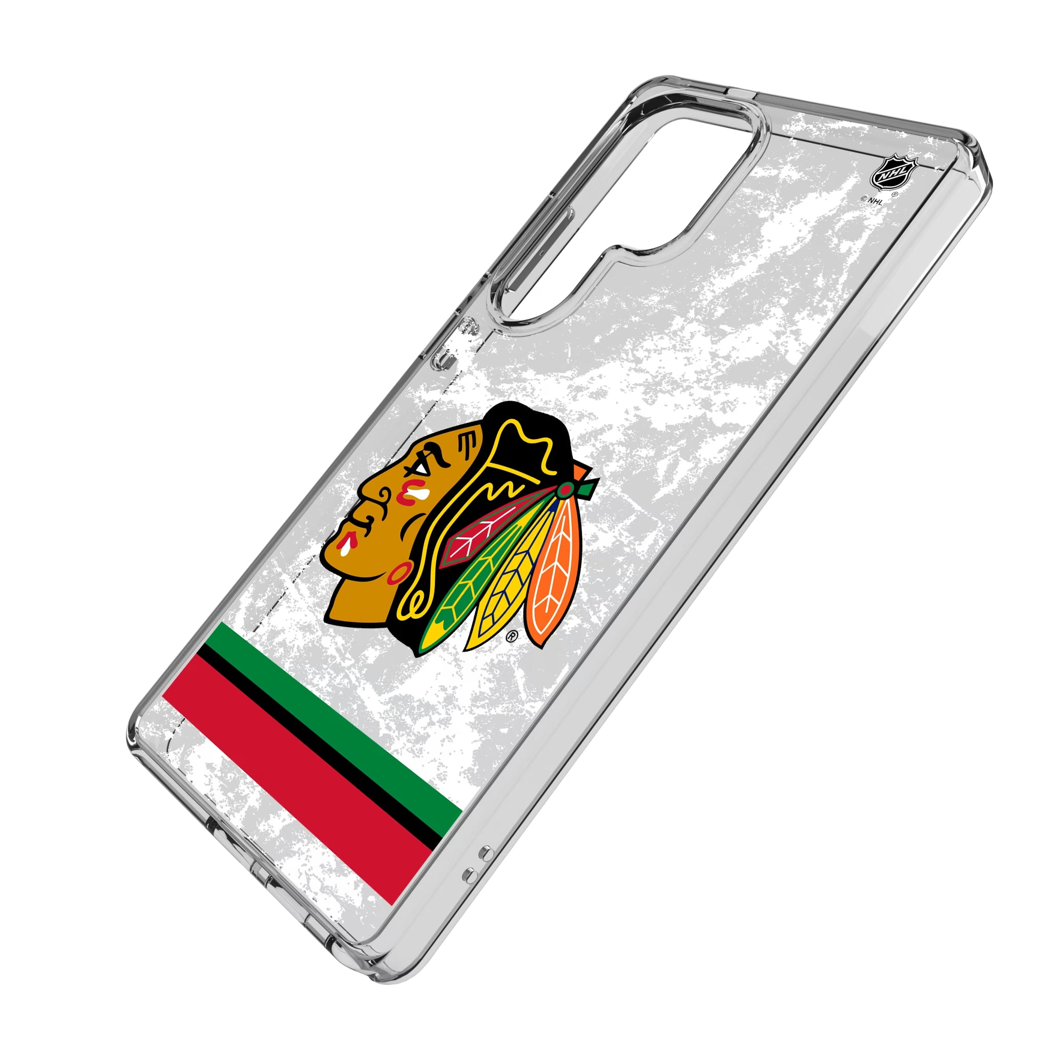 Chicago Blackhawks Ice Stripe Galaxy Clear Phone Case for Samsung Galaxy - Isometric View
