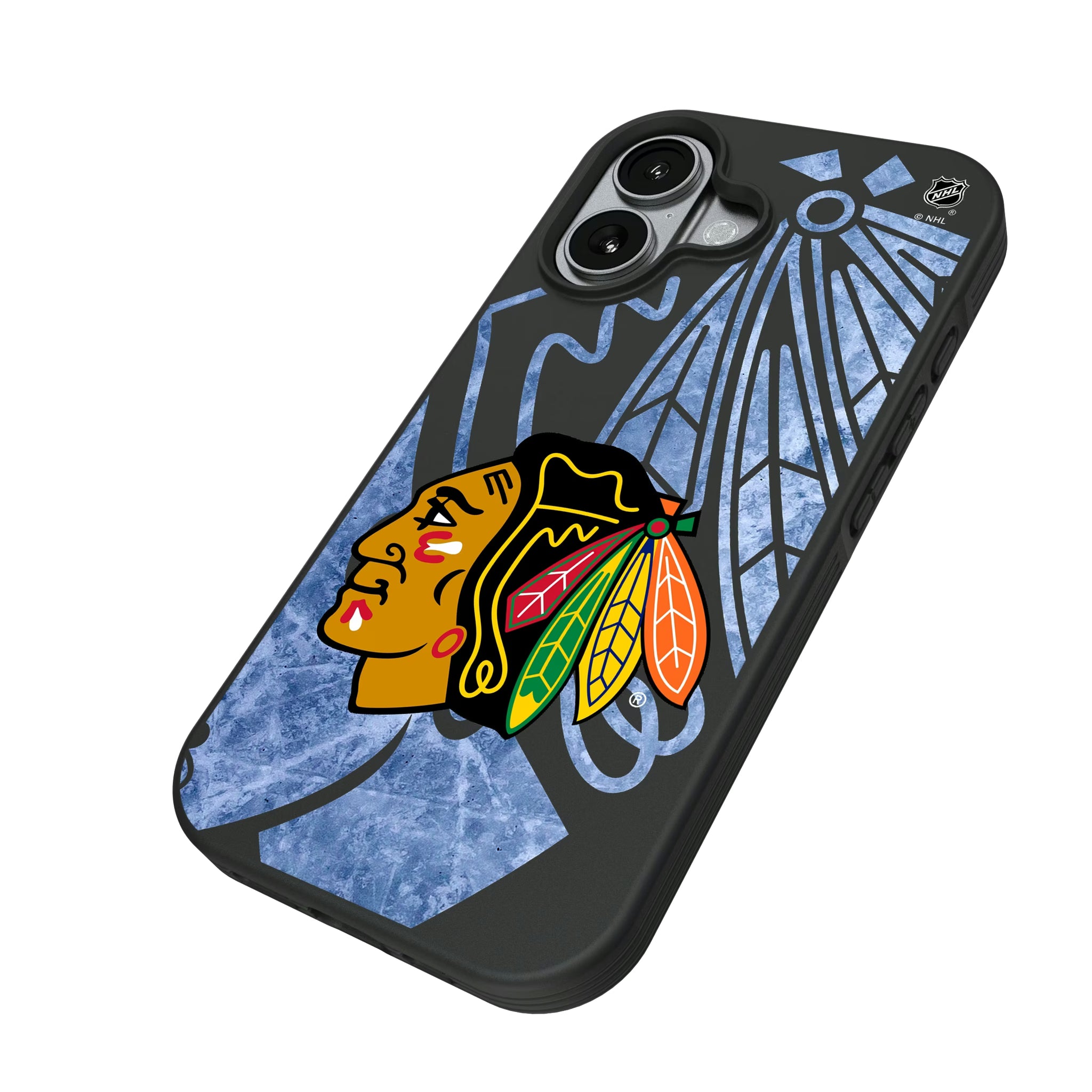 Chicago Blackhawks Ice Tilt iPhone Bump Phone Case for Apple iPhone - Isometric View#Device_iPhone 17