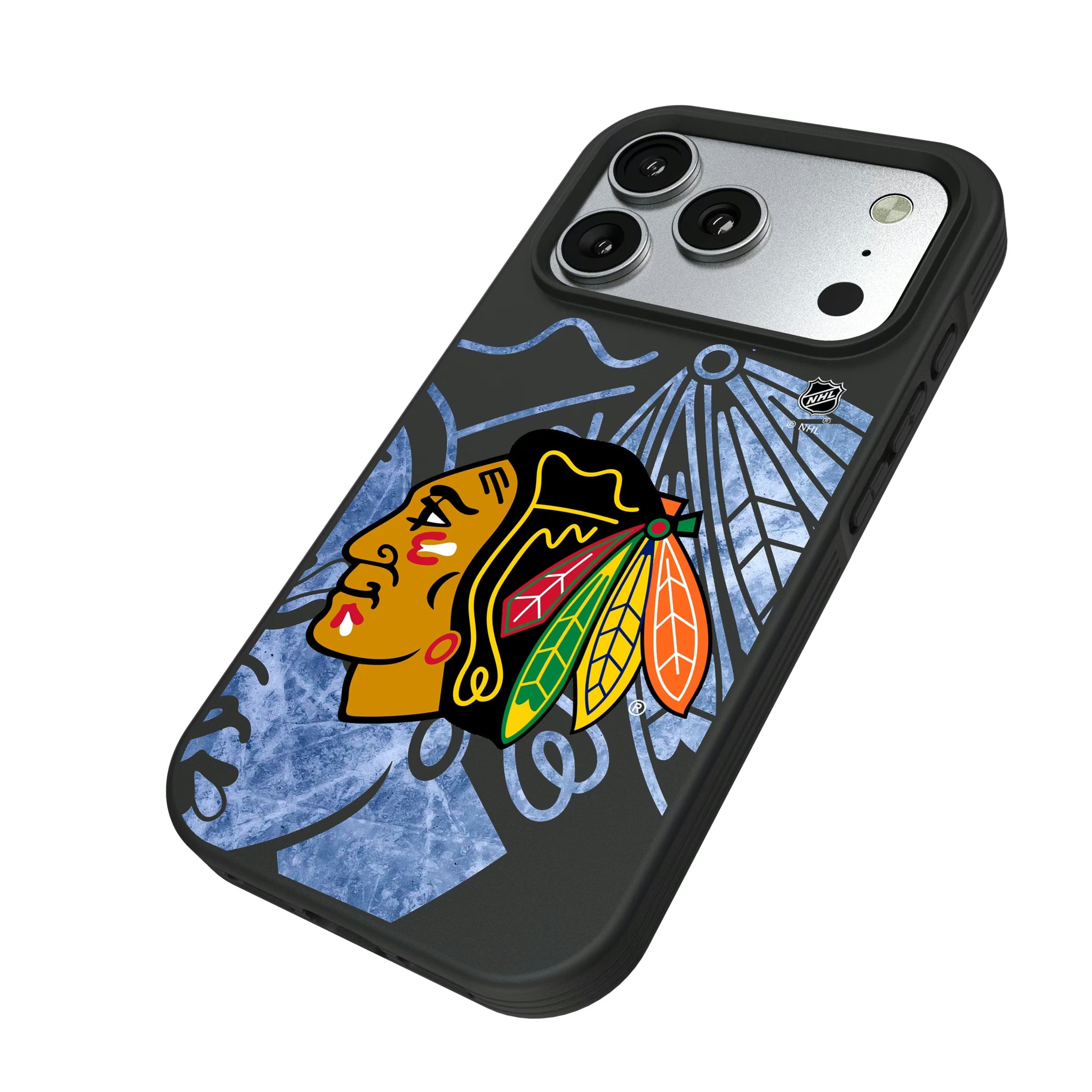 Chicago Blackhawks Ice Tilt iPhone Bump Phone Case for Apple iPhone - Isometric View#Device_iPhone 17 Pro