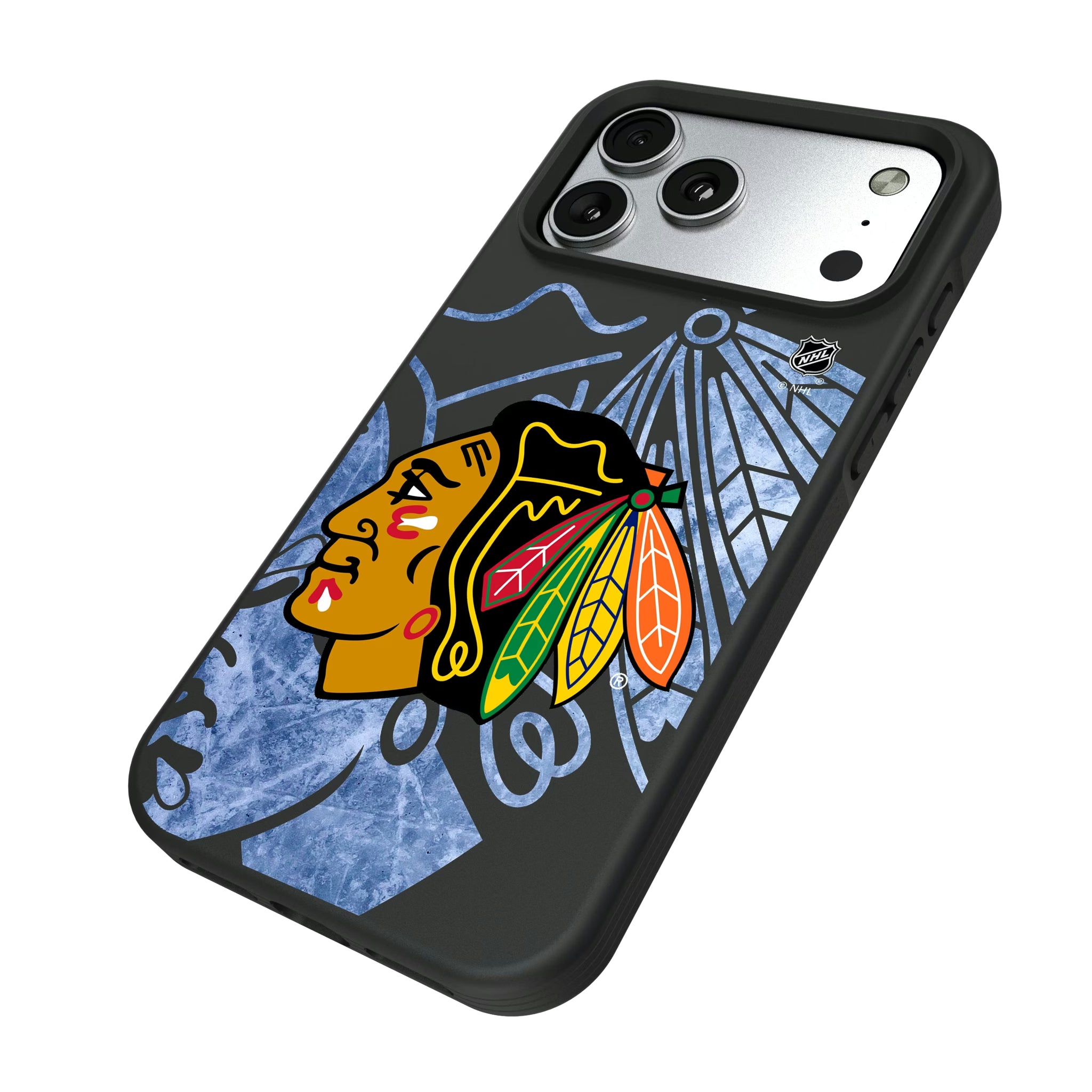 Chicago Blackhawks Ice Tilt iPhone Bump Phone Case for Apple iPhone - Isometric View#Device_iPhone 17 Pro Max