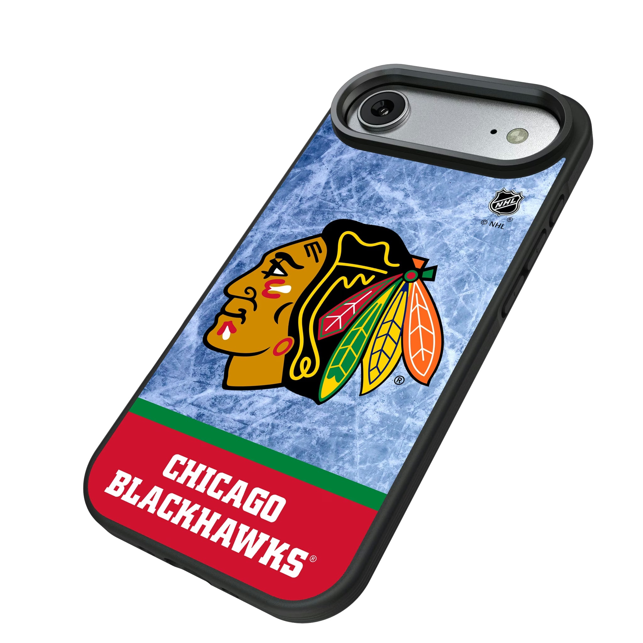 Chicago Blackhawks Ice Wordmark iPhone Bump Phone Case for Apple iPhone - Isometric View#Device_iPhone Air