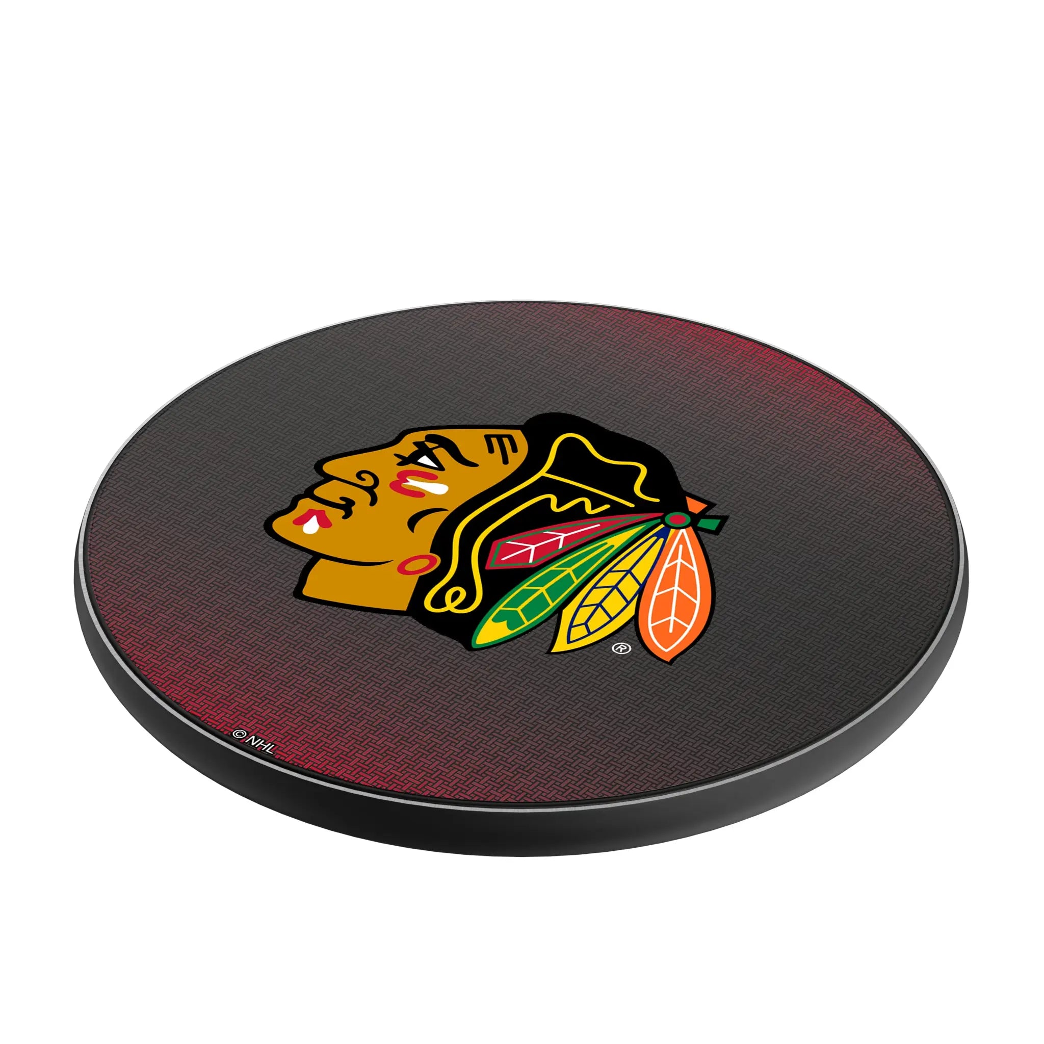 Chicago Blackhawks Linen 15-Watt Wireless Charger - Isometric View
