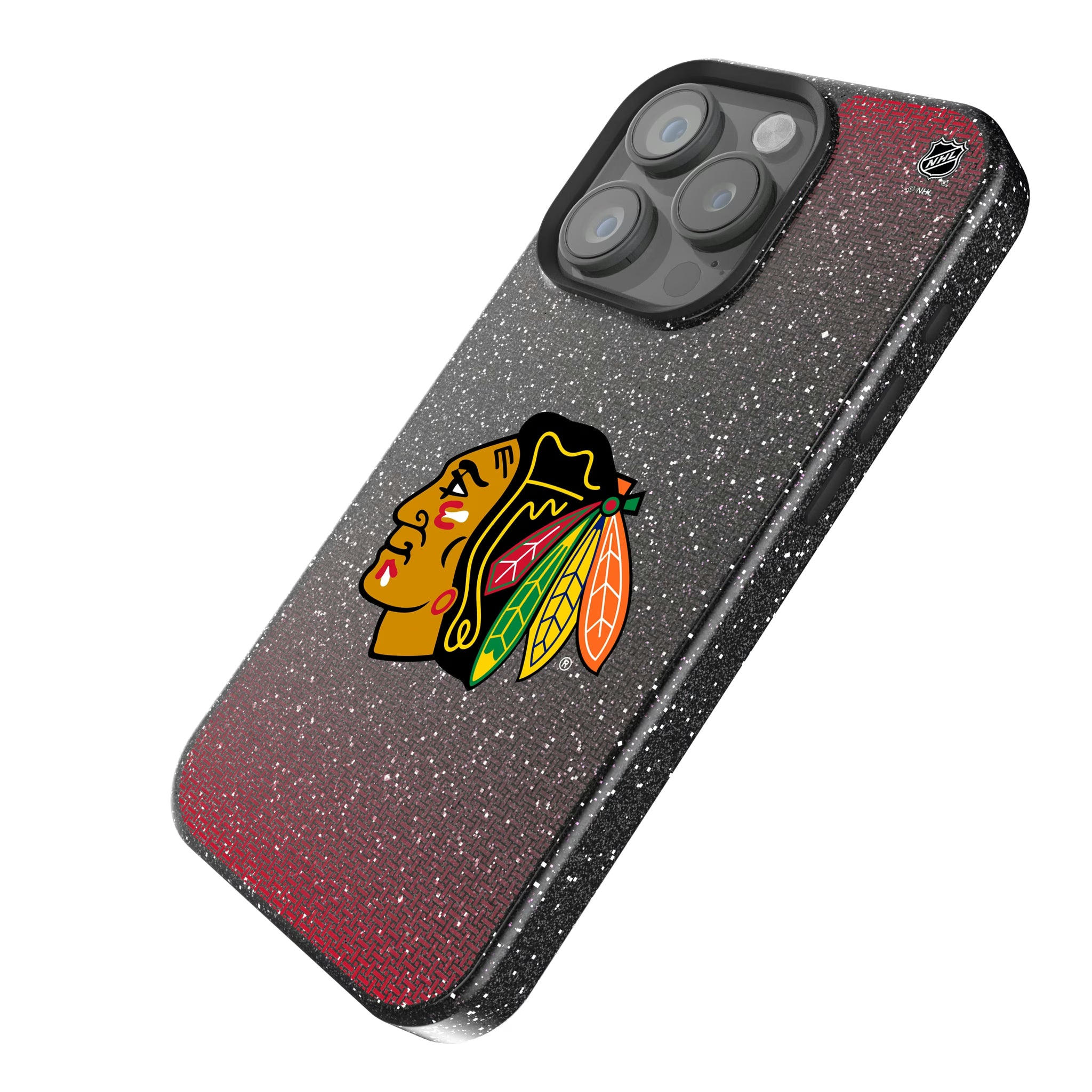 Chicago Blackhawks Linen iPhone Bling Phone Case for Apple iPhone - Isometric View