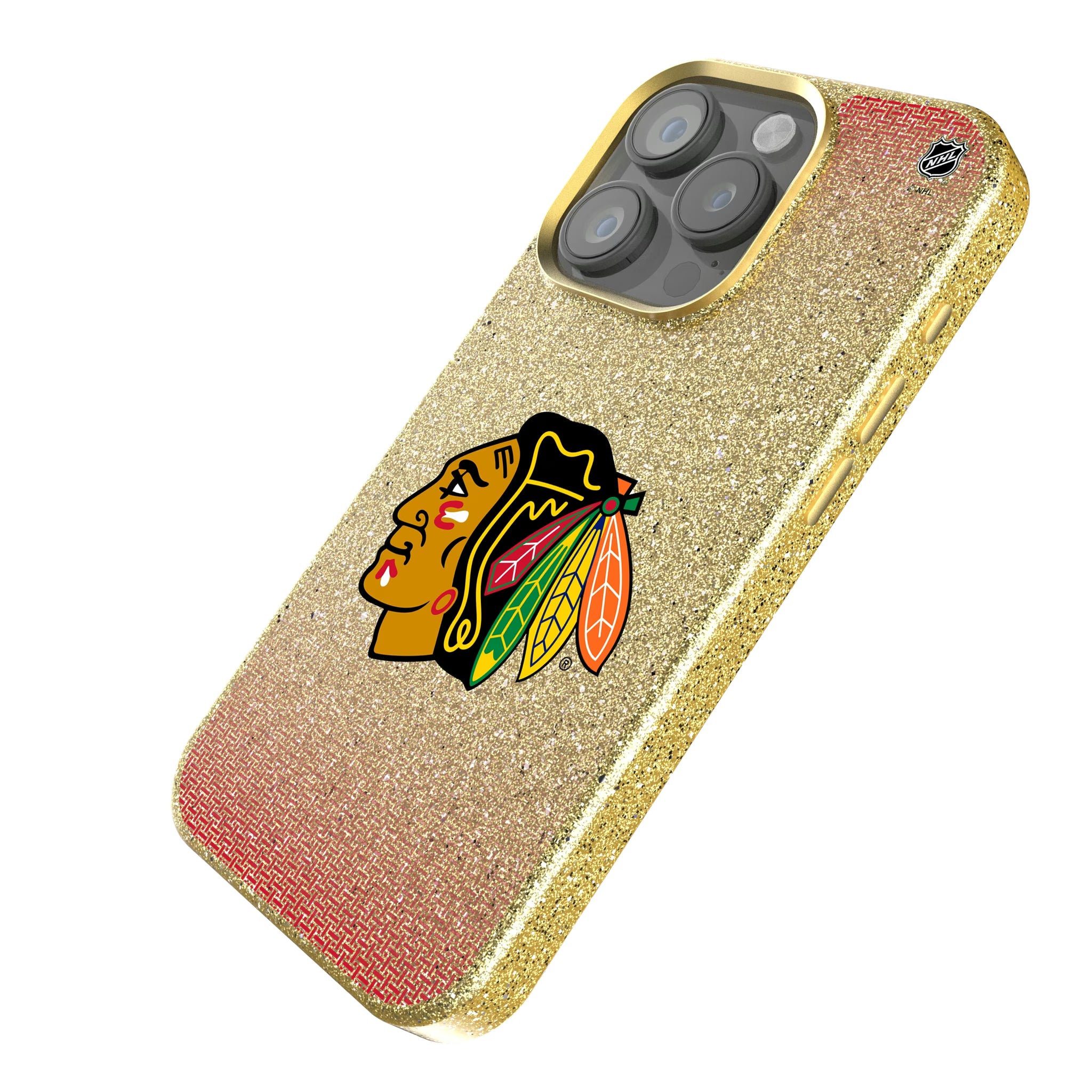 Chicago Blackhawks Linen iPhone Bling Phone Case for Apple iPhone - Isometric View