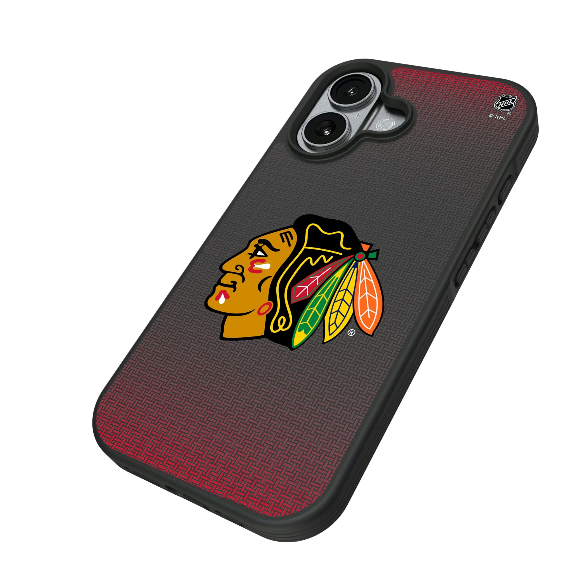 Chicago Blackhawks Linen iPhone Bump Phone Case for Apple iPhone - Isometric View#Device_iPhone 17