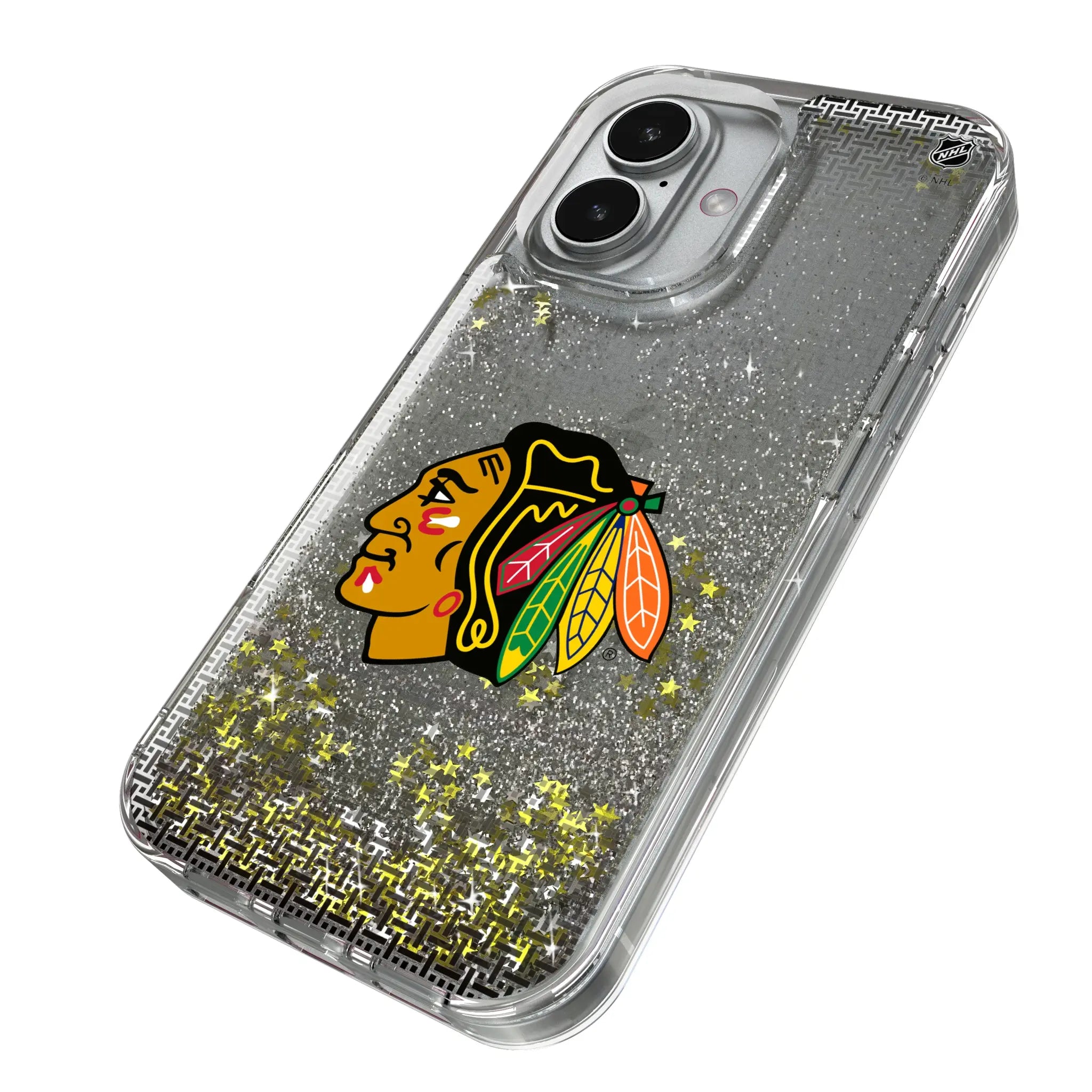 Chicago Blackhawks Linen iPhone Glitter Phone Case for Apple iPhone - Isometric View