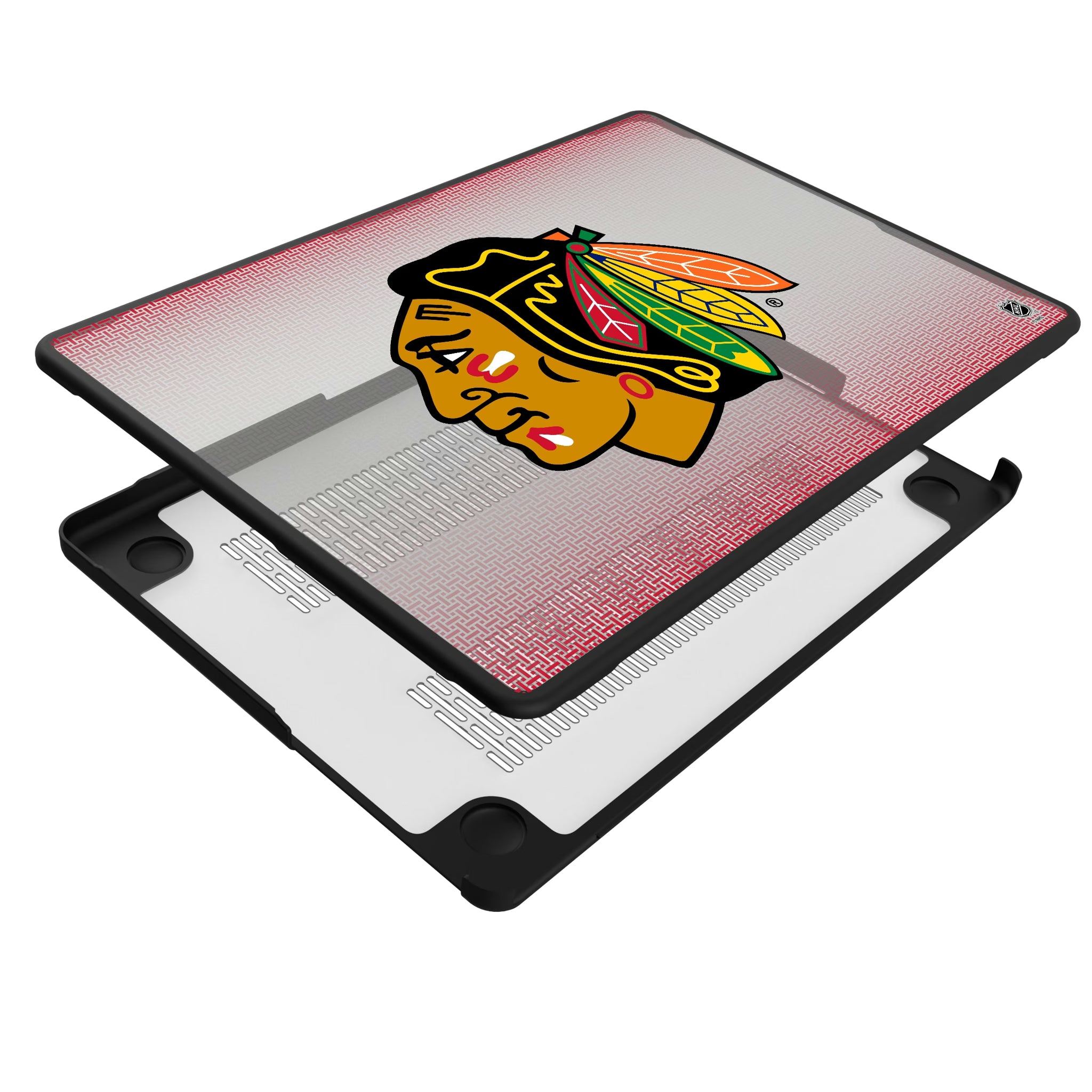 Chicago Blackhawks Linen MacBook Laptop Case for Apple MacBook - Isometric View#Device_MacBook Pro (14-inch, 2021) / MacBook Pro (14-inch, 2023) / MacBook Pro (14-inch, 2024)