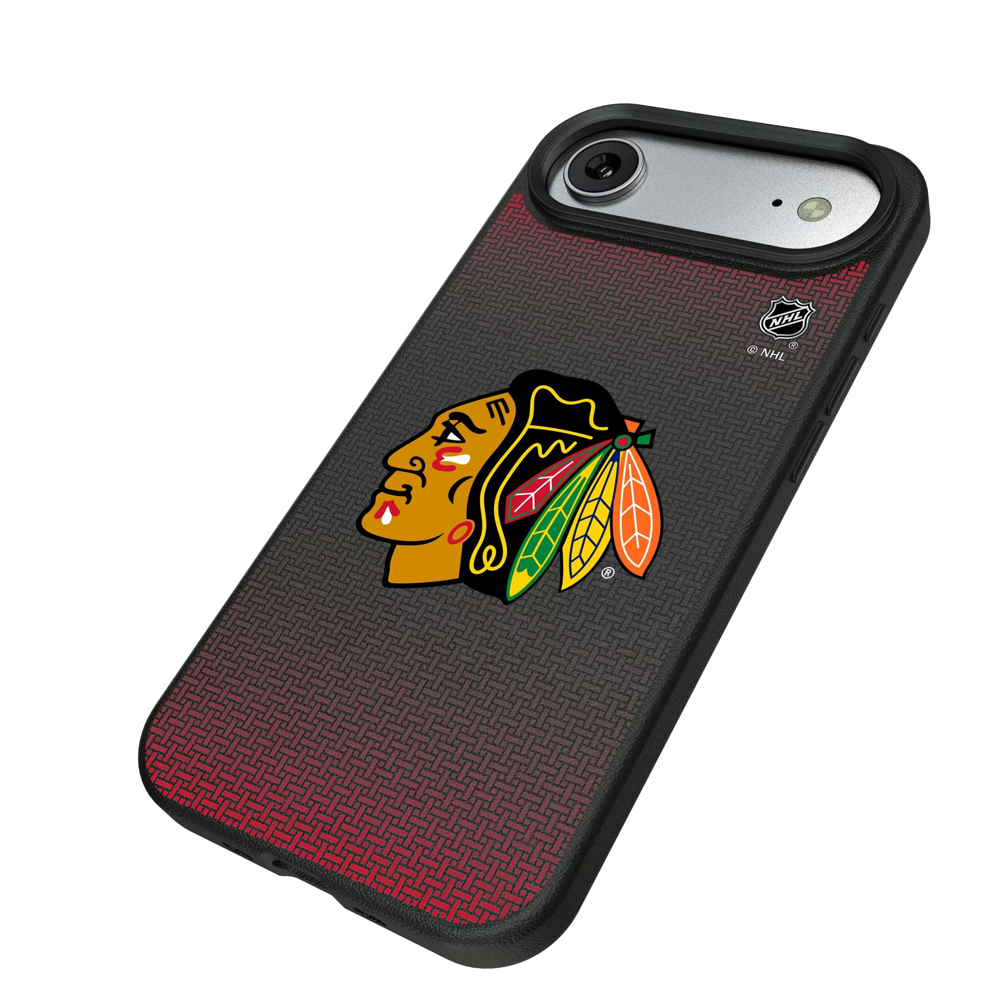 Chicago Blackhawks Linen iPhone MagSafe Compatible Phone Case for Apple iPhone - Isometric View#Device_iPhone Air
