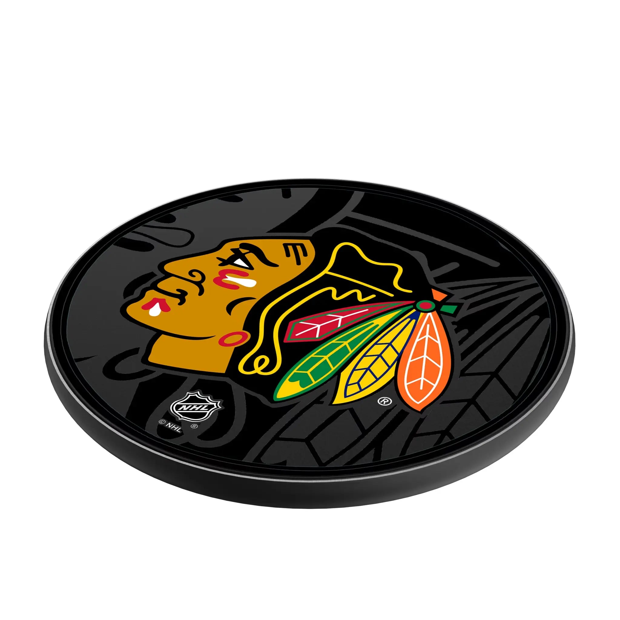 Chicago Blackhawks Monocolor Tilt 15-Watt Wireless Charger - Isometric View