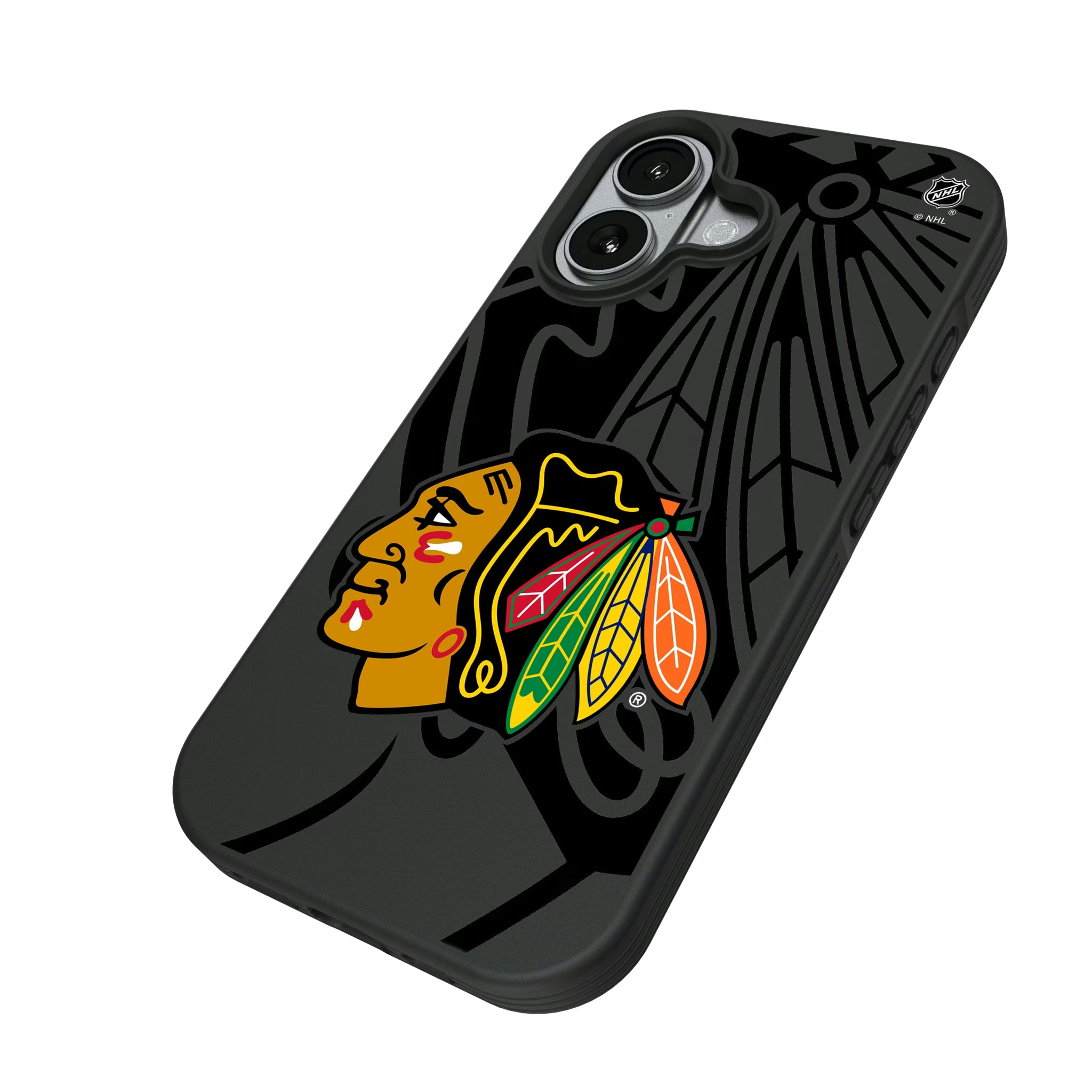 Chicago Blackhawks Monocolor Tilt iPhone Bump Phone Case for Apple iPhone - Isometric View#Device_iPhone 17