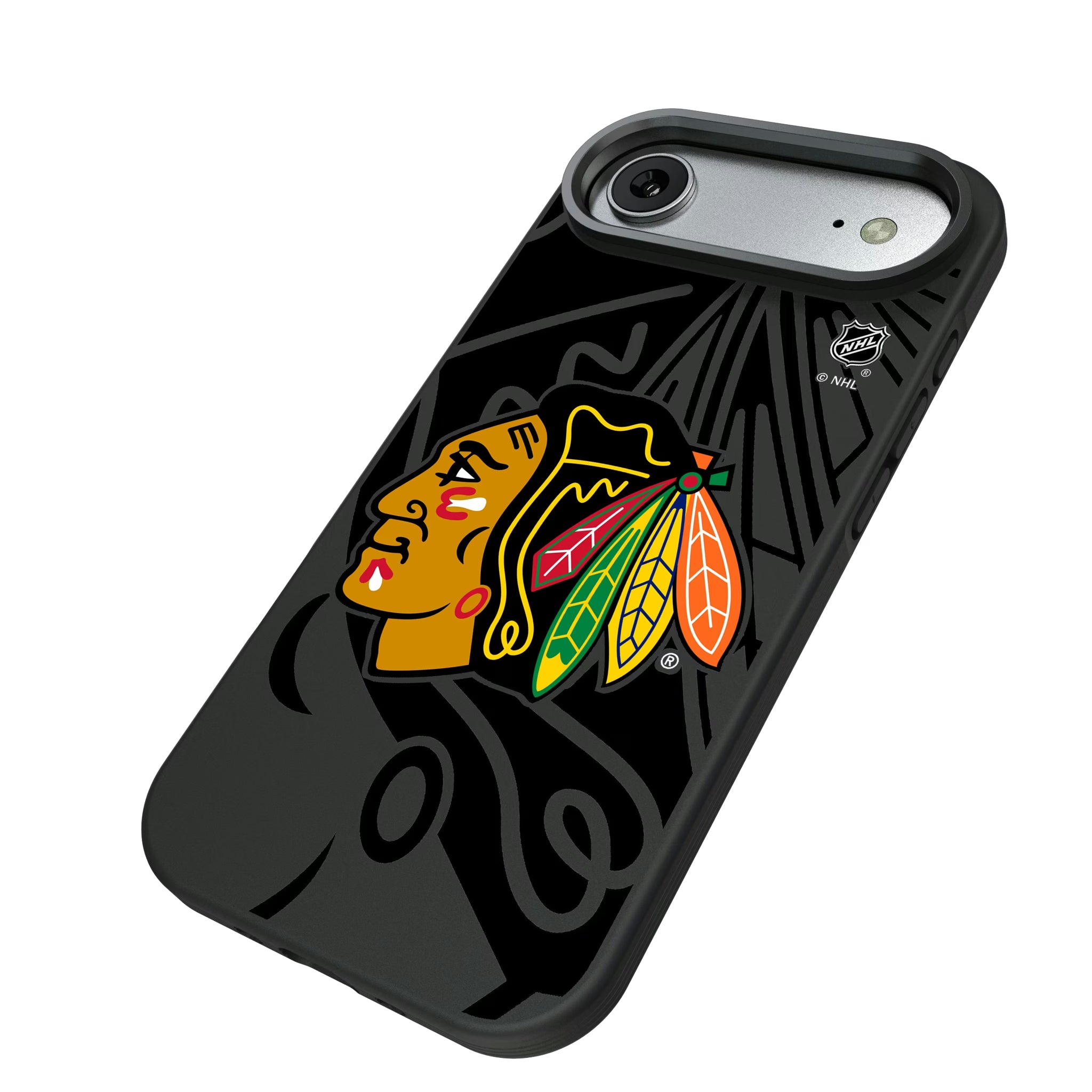 Chicago Blackhawks Monocolor Tilt iPhone Bump Phone Case for Apple iPhone - Isometric View#Device_iPhone Air