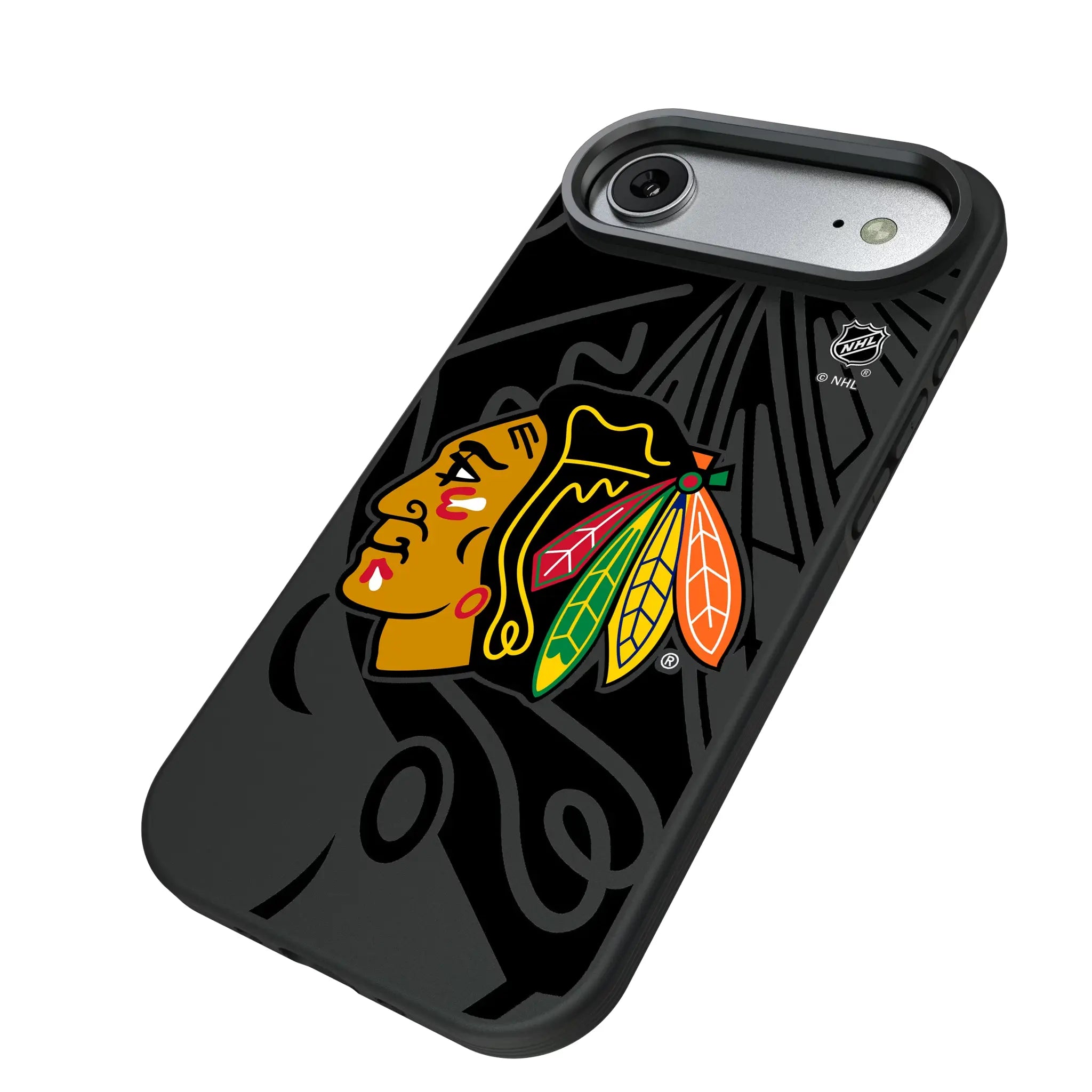 Chicago Blackhawks Monocolor Tilt iPhone Bump Phone Case for Apple iPhone - Isometric View#Device_iPhone Air