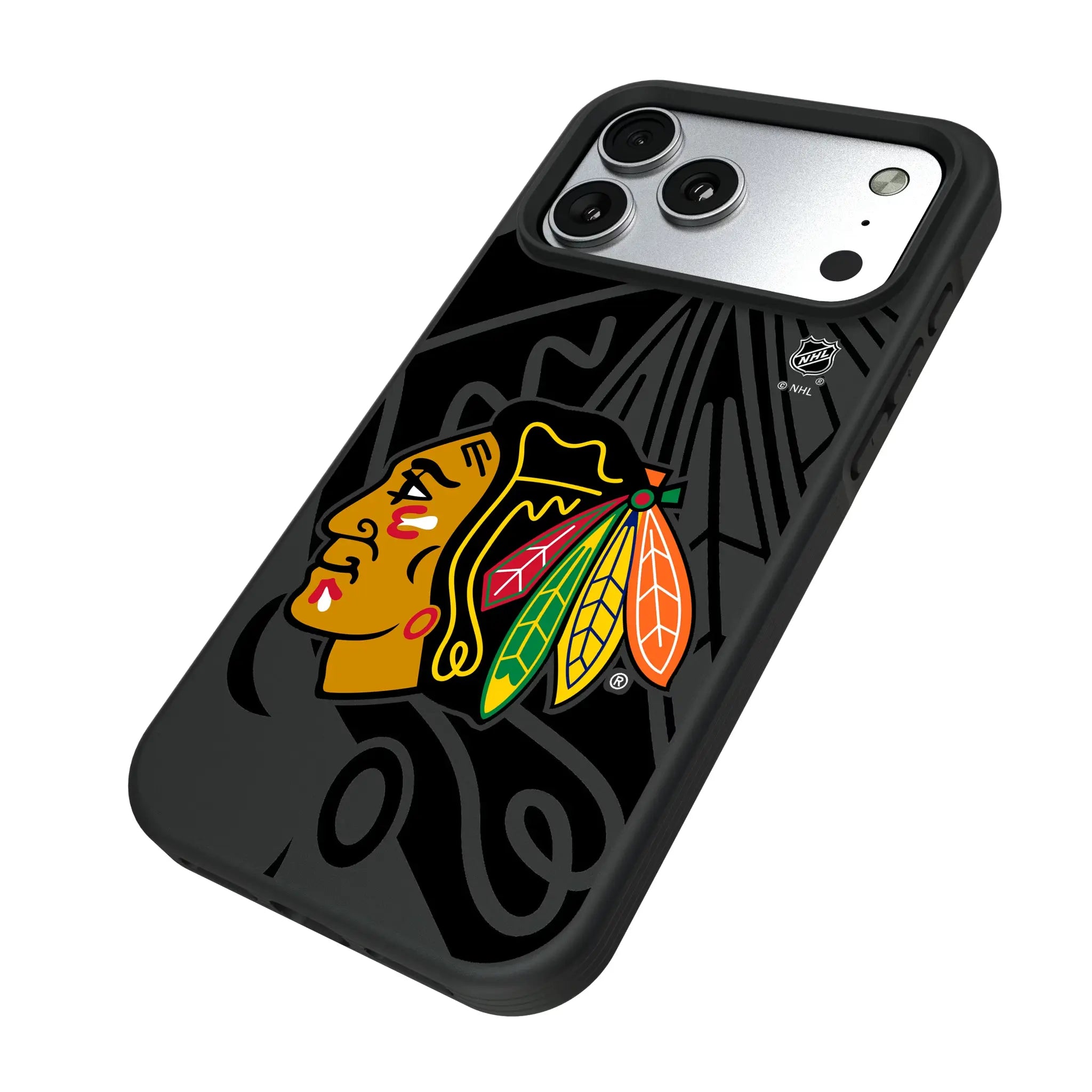 Chicago Blackhawks Monocolor Tilt iPhone Bump Phone Case for Apple iPhone - Isometric View#Device_iPhone 17 Pro Max