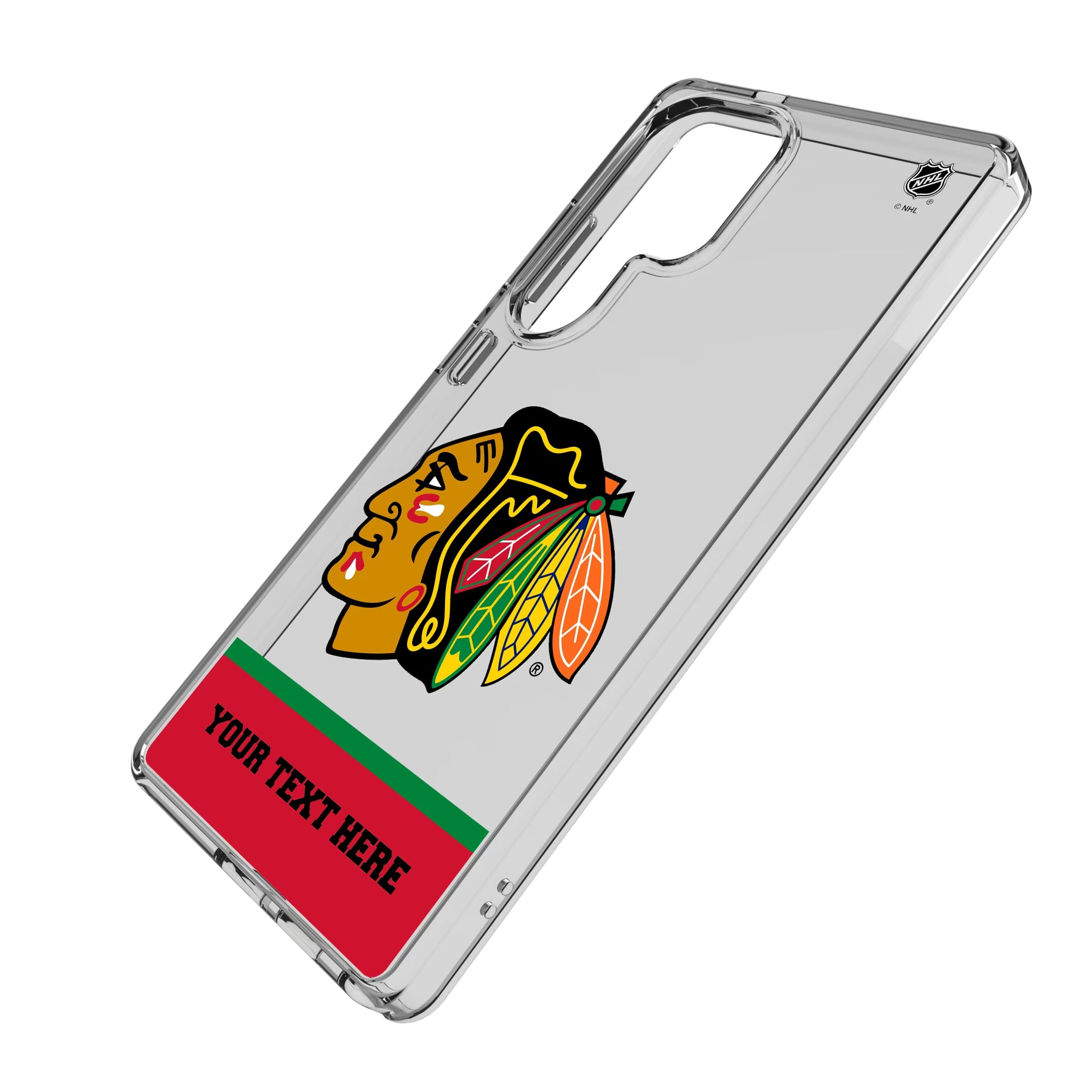 Chicago Blackhawks Personalized EndZone Plus Galaxy Clear Phone Case for Samsung Galaxy - Isometric View