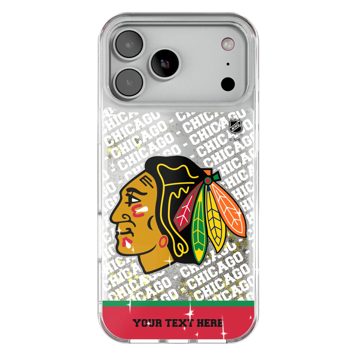 Chicago Blackhawks Personalized EndZone Plus Glitter Phone Case for Apple iPhone