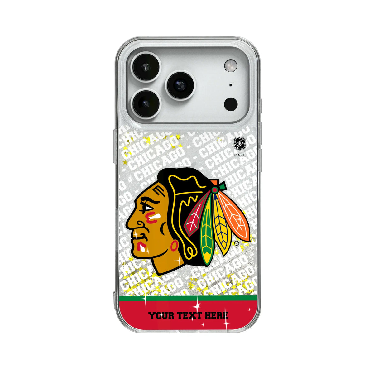 Chicago Blackhawks Personalized EndZone Plus Glitter Phone Case for Apple iPhone