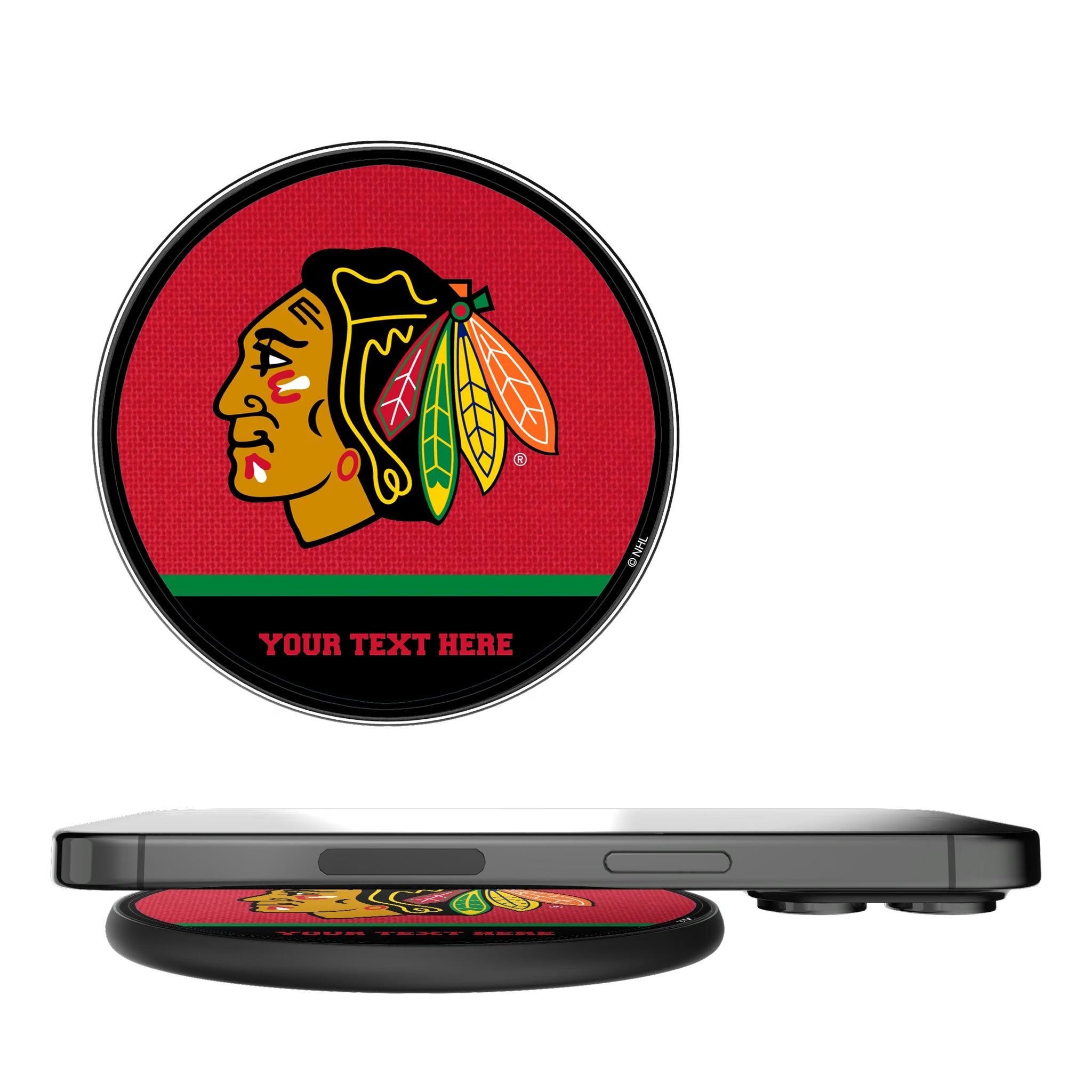 Chicago Blackhawks Personalized Endzone Solid 15-Watt Wireless Charger