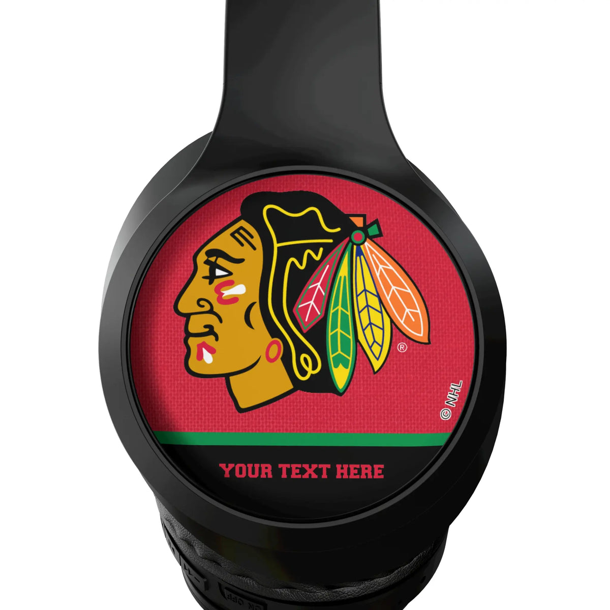 Chicago Blackhawks Personalized Endzone Solid Wireless Over-Ear Headphones With Case - Detail