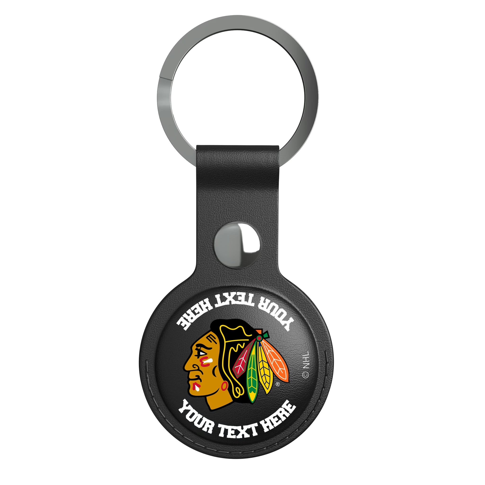 Chicago Blackhawks Personalized Insignia AirTag Black Airtag Holder