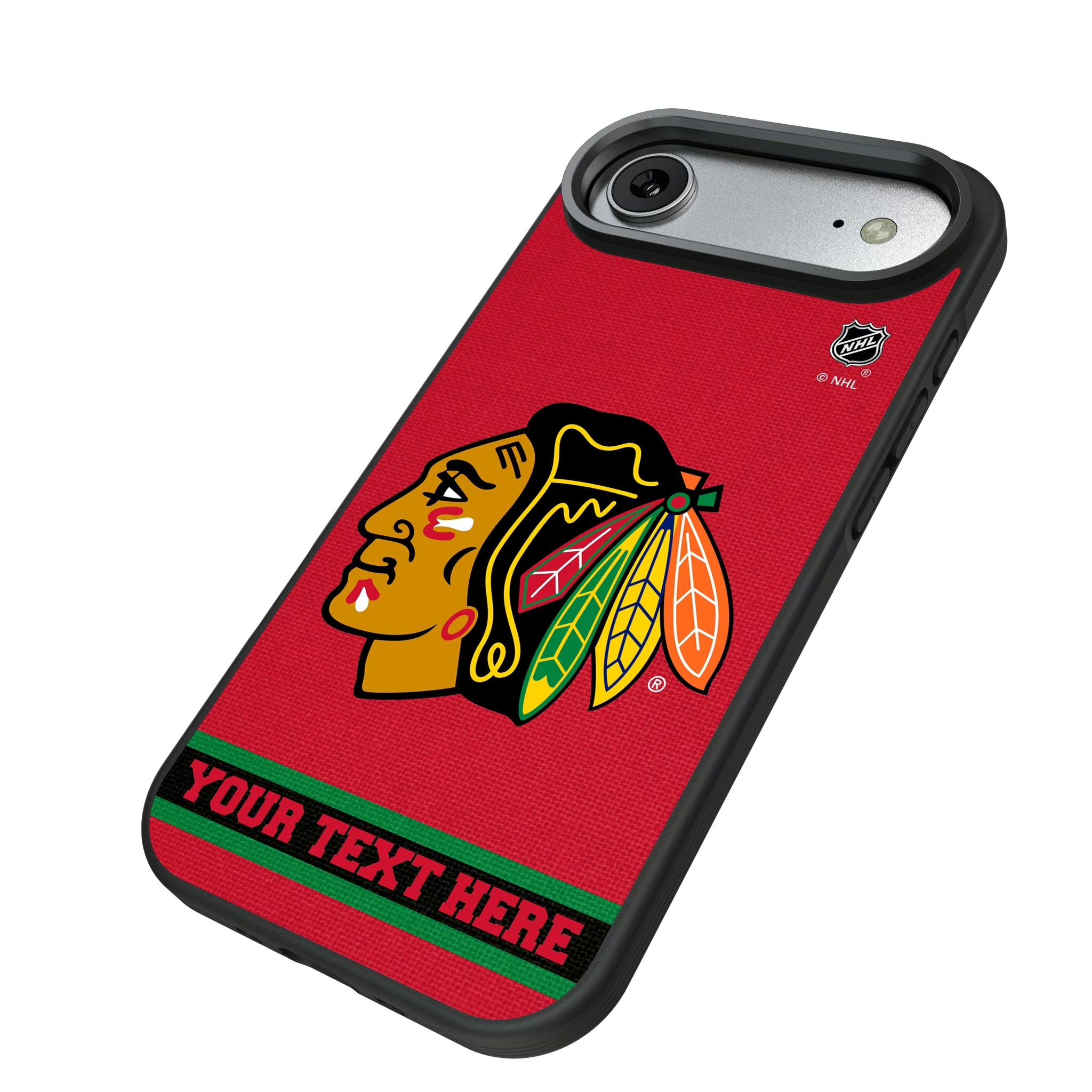 Chicago Blackhawks Personalized Stripe iPhone Bump Phone Case for Apple iPhone - Isometric View#Device_iPhone Air