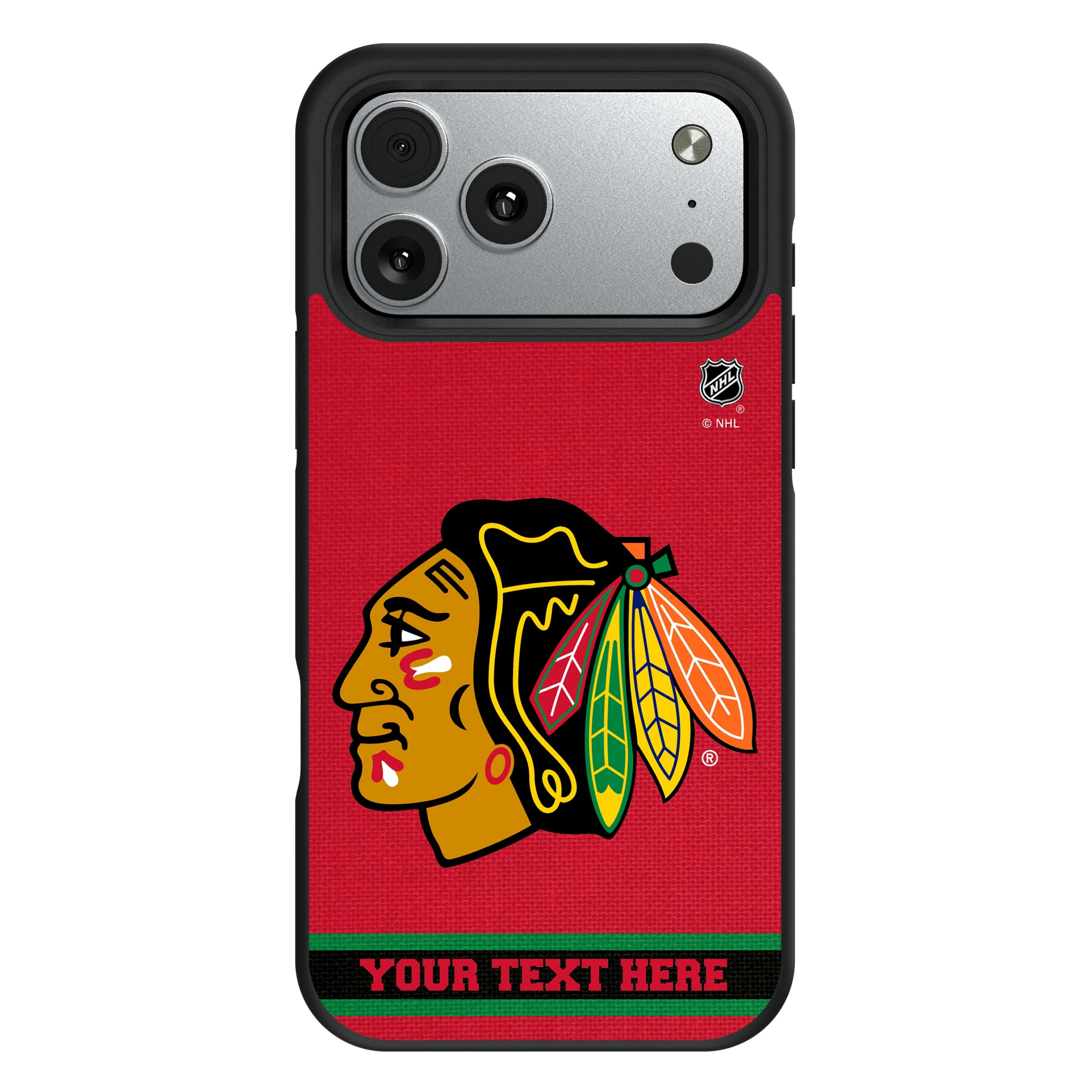 Chicago Blackhawks Personalized Stripe iPhone Bump Phone Case for Apple iPhone#Device_iPhone 17 Pro Max