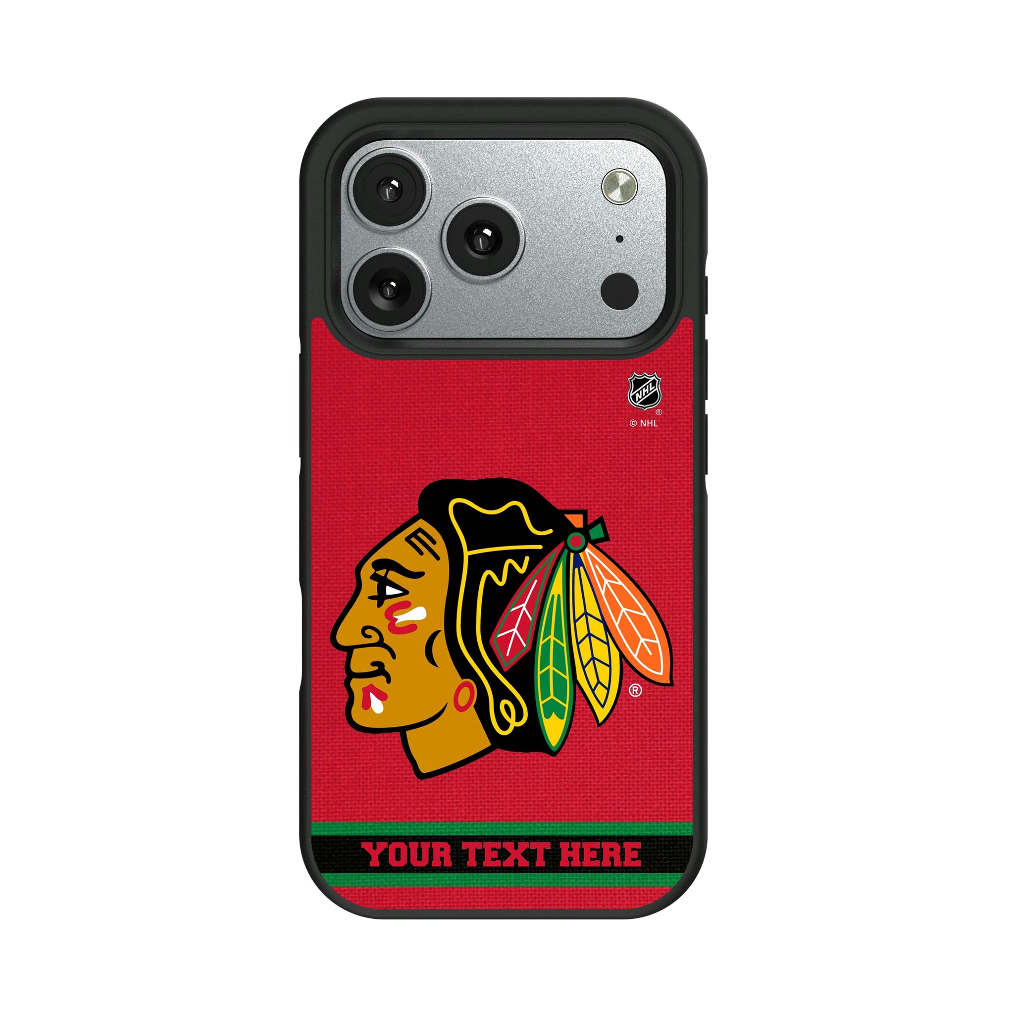 Chicago Blackhawks Personalized Stripe iPhone Bump Phone Case for Apple iPhone#Device_iPhone 17 Pro