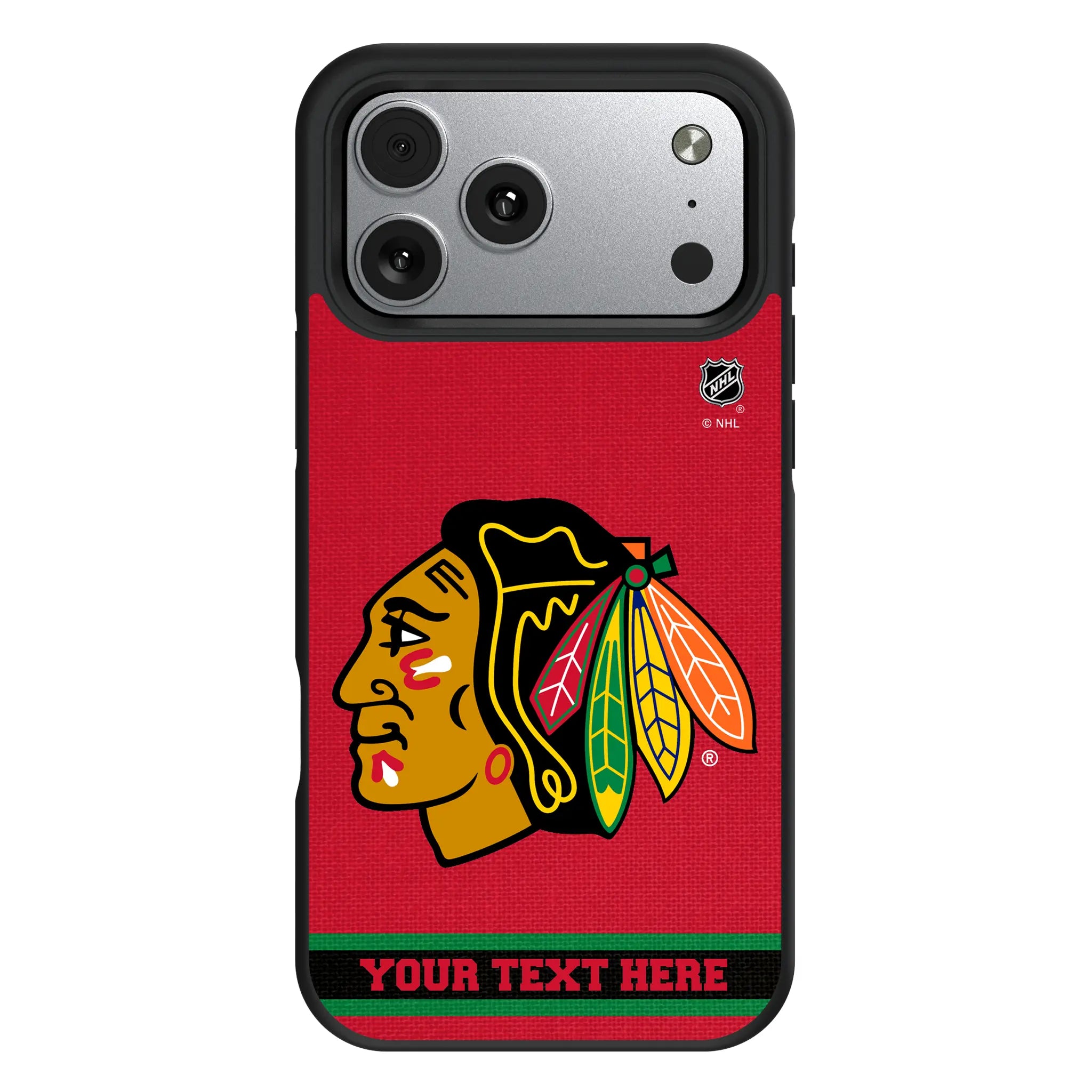 Chicago Blackhawks Personalized Stripe iPhone Bump Phone Case for Apple iPhone#Device_iPhone 17 Pro Max
