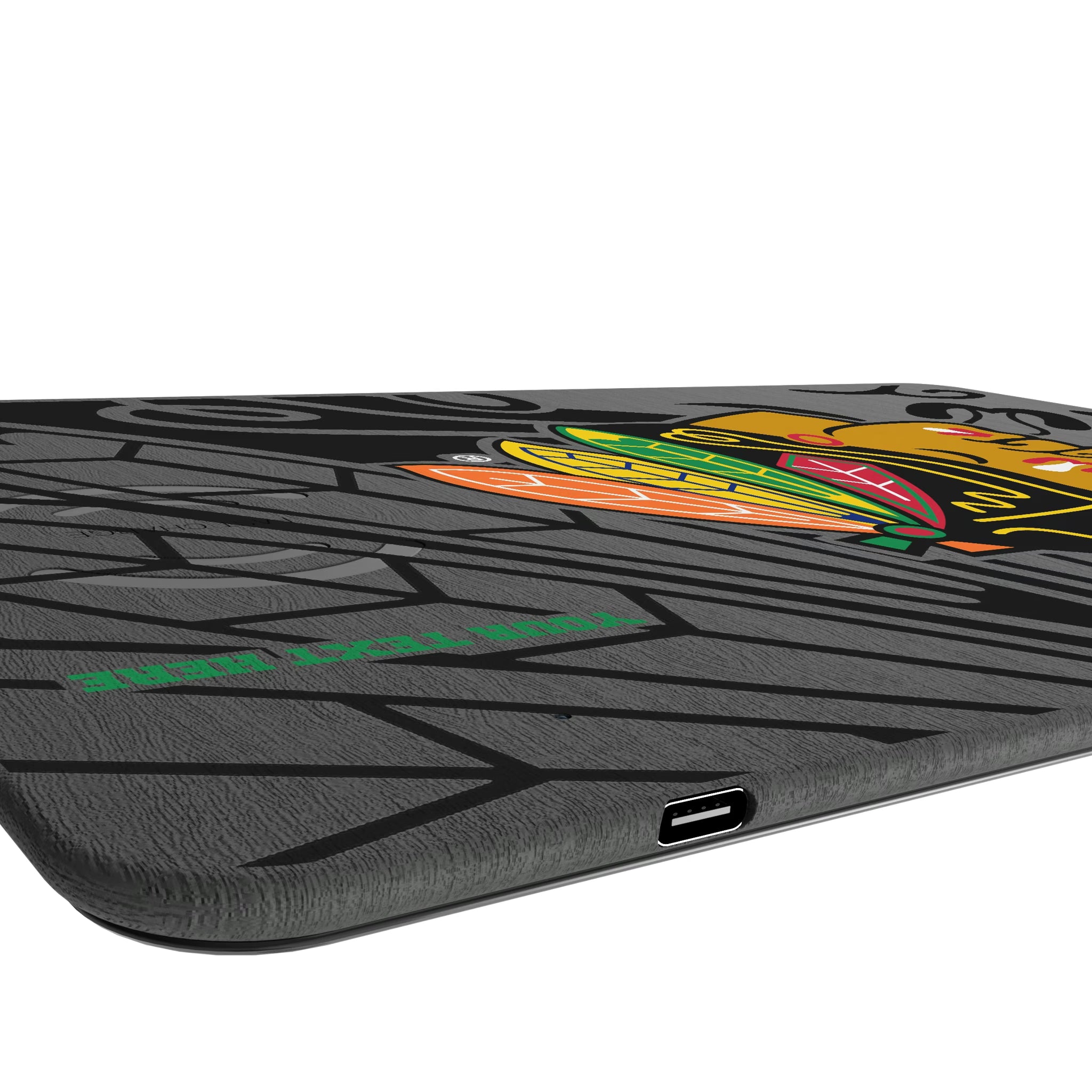 Chicago Blackhawks Personalized Tilt 15-Watt Wireless Charger and Mouse Pad