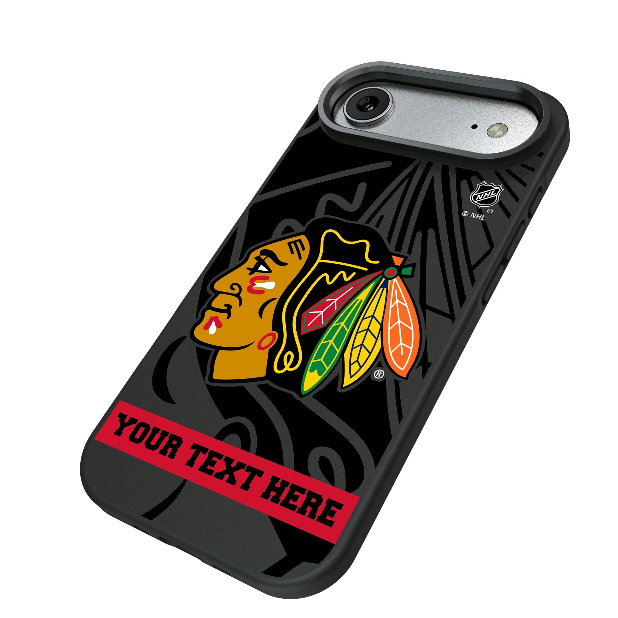 Chicago Blackhawks Personalized Tilt iPhone Bump Phone Case for Apple iPhone - Isometric View#Device_iPhone Air