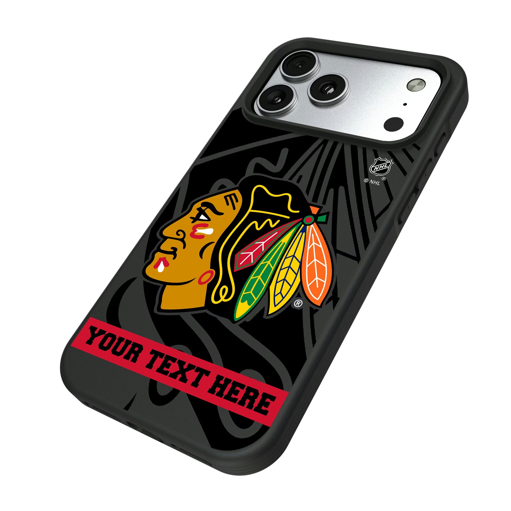 Chicago Blackhawks Personalized Tilt iPhone Bump Phone Case for Apple iPhone - Isometric View#Device_iPhone 17 Pro Max