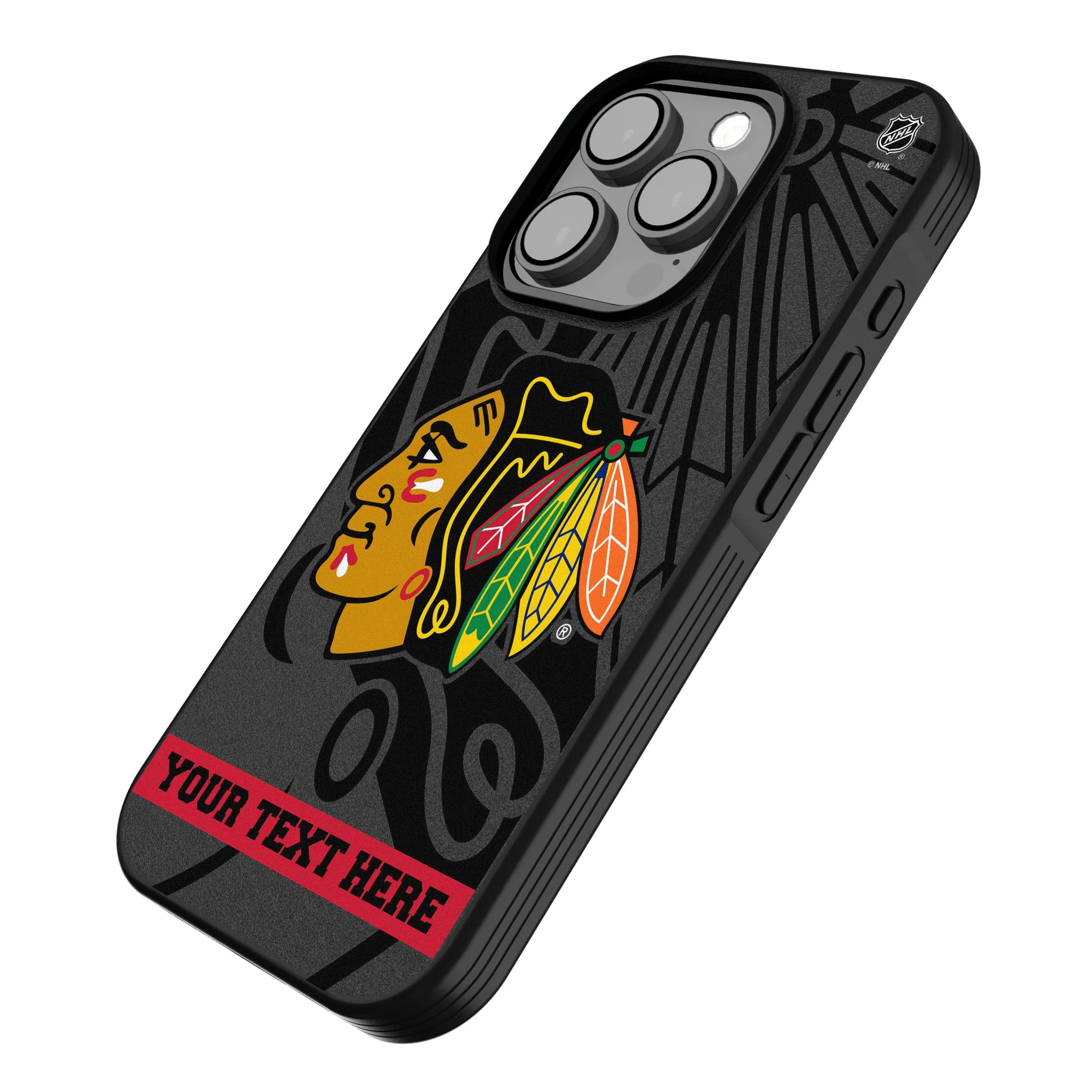 Chicago Blackhawks Personalized Tilt iPhone Bump Phone Case for Apple iPhone - Isometric View