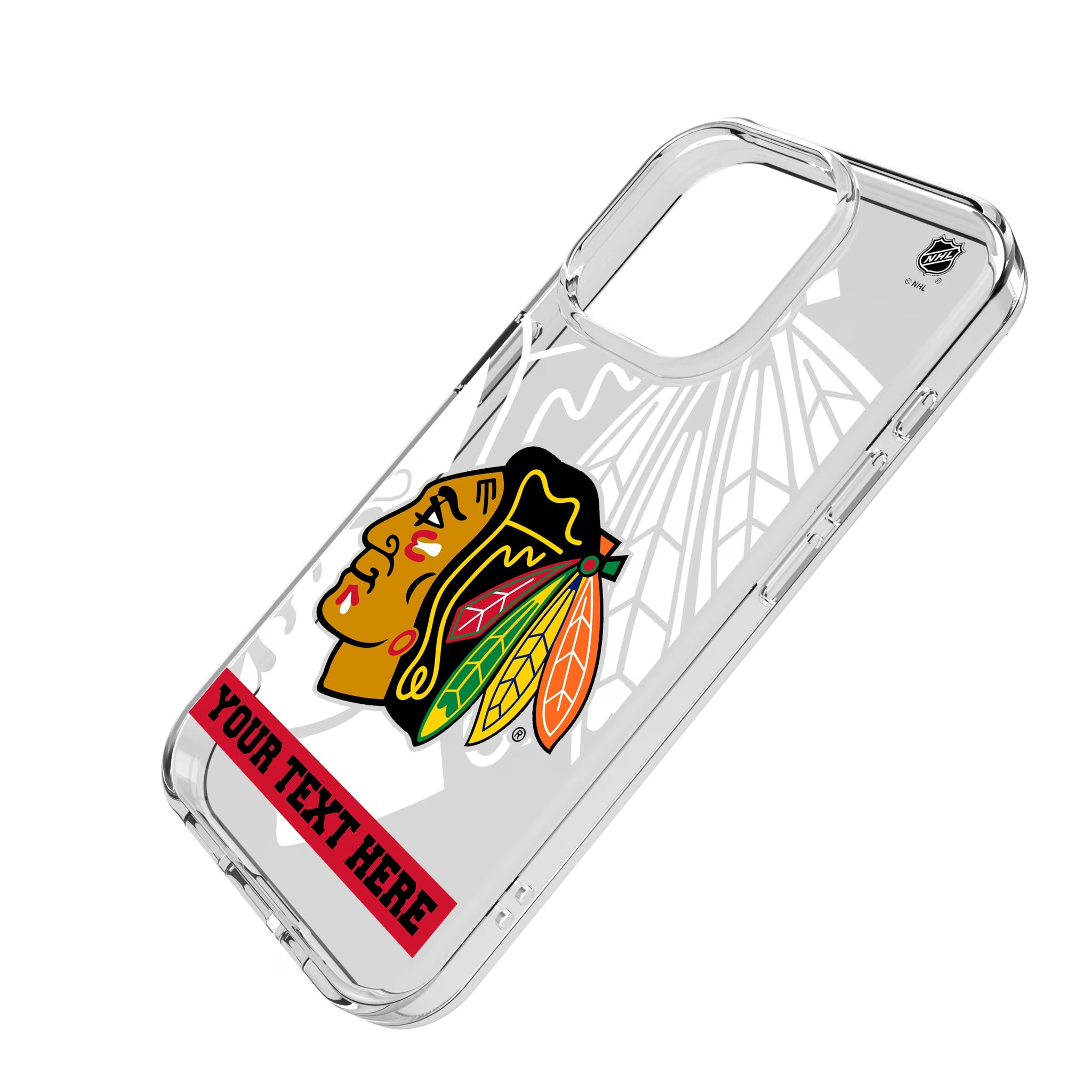 Chicago Blackhawks Personalized Tilt iPhone Clear Phone Case for Apple iPhone - Isometric View