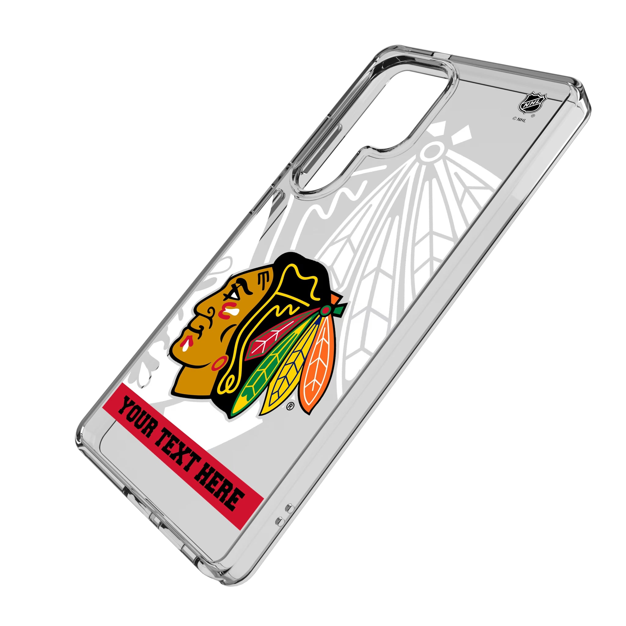 Chicago Blackhawks Personalized Tilt Galaxy Clear Phone Case for Samsung Galaxy - Isometric View