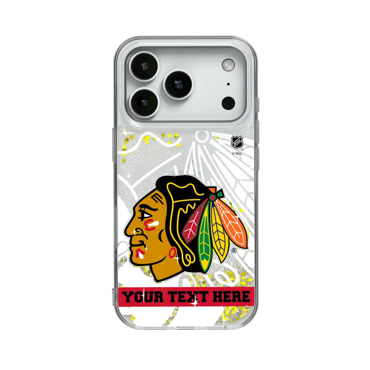 Chicago Blackhawks Personalized Tilt Glitter Phone Case for Apple iPhone