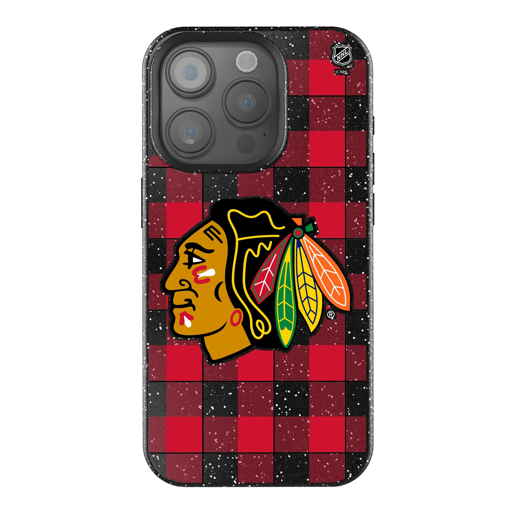 Chicago Blackhawks Plaid iPhone Bling Phone Case for Apple iPhone
