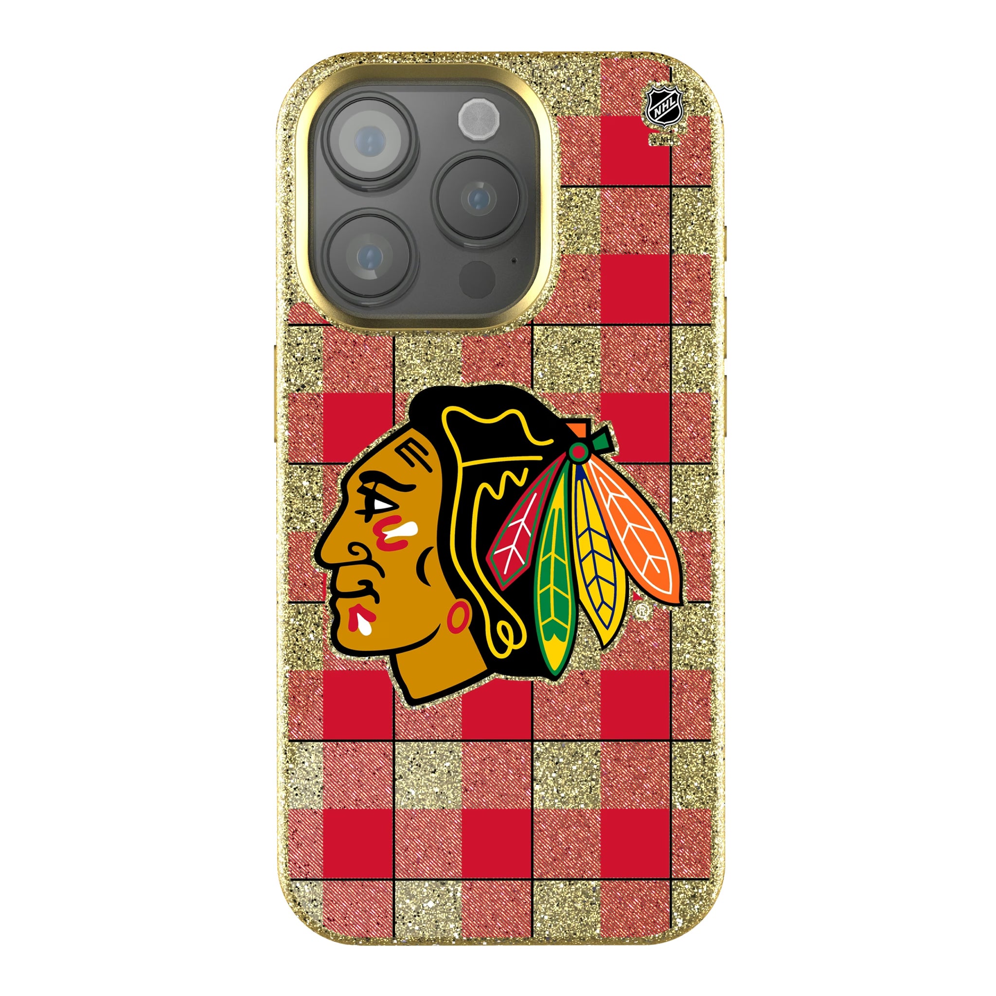 Chicago Blackhawks Plaid iPhone Bling Phone Case for Apple iPhone