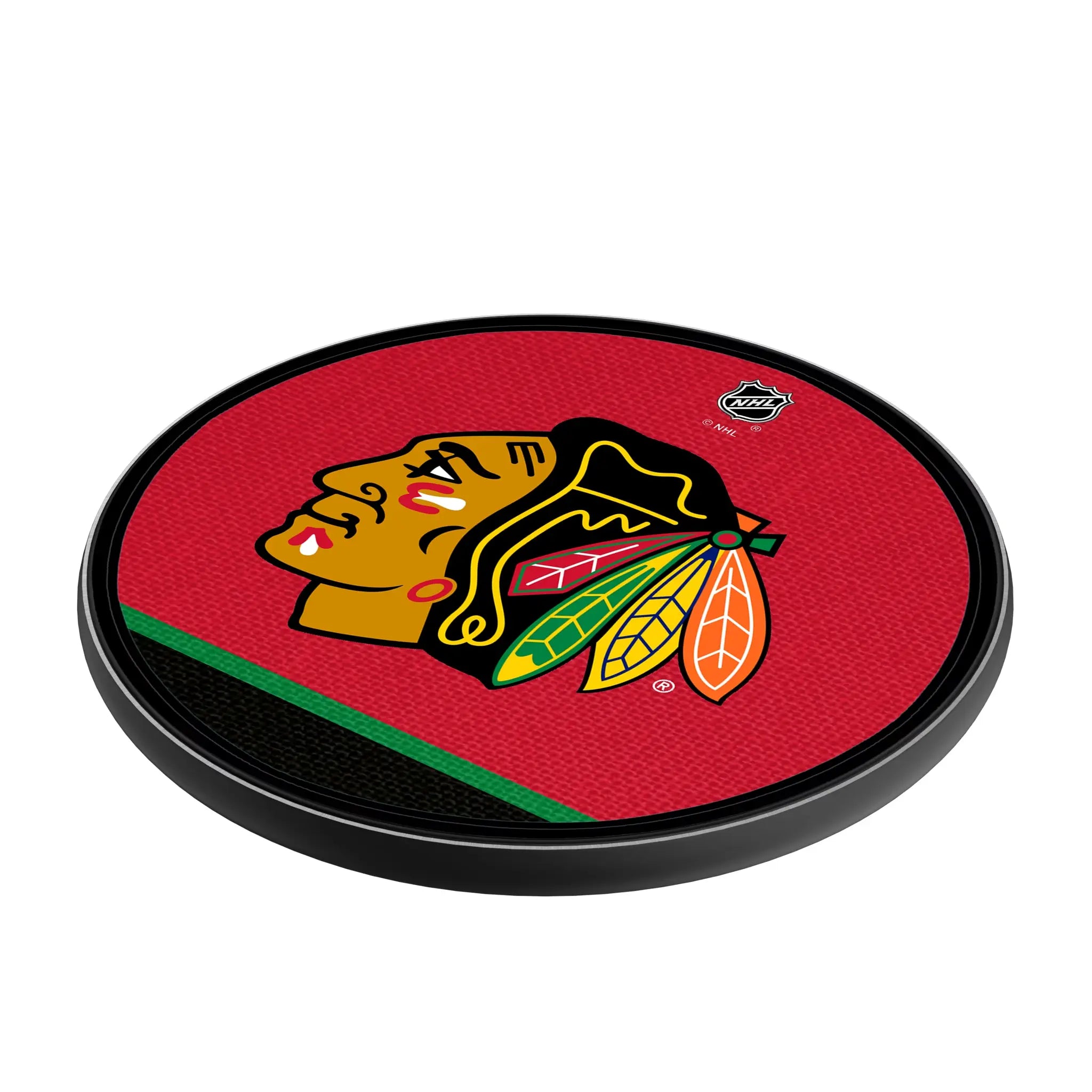 Chicago Blackhawks Stripe 15-Watt Wireless Charger - Isometric View