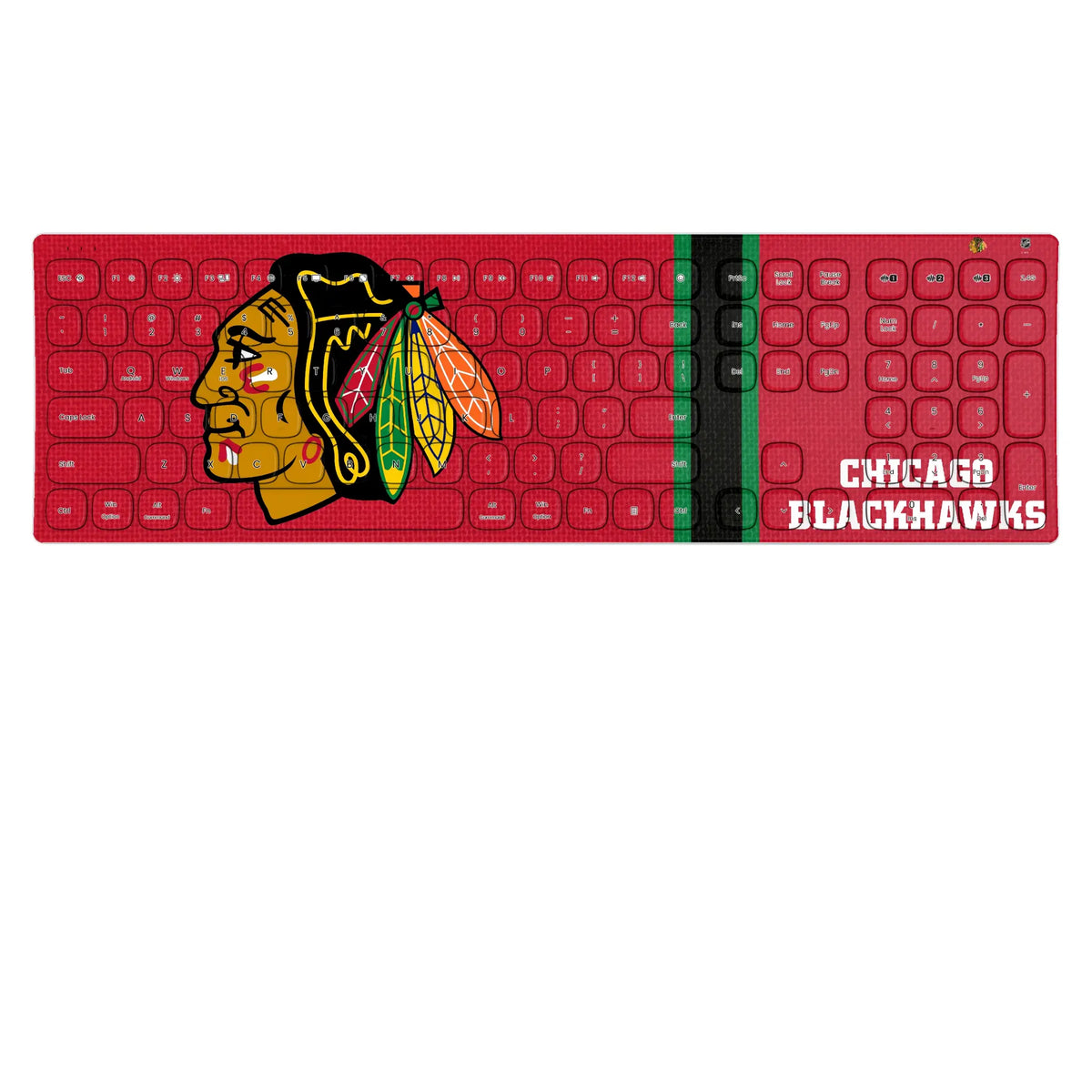 Chicago Blackhawks Stripe KKB605 Curved Wireless Keyboard