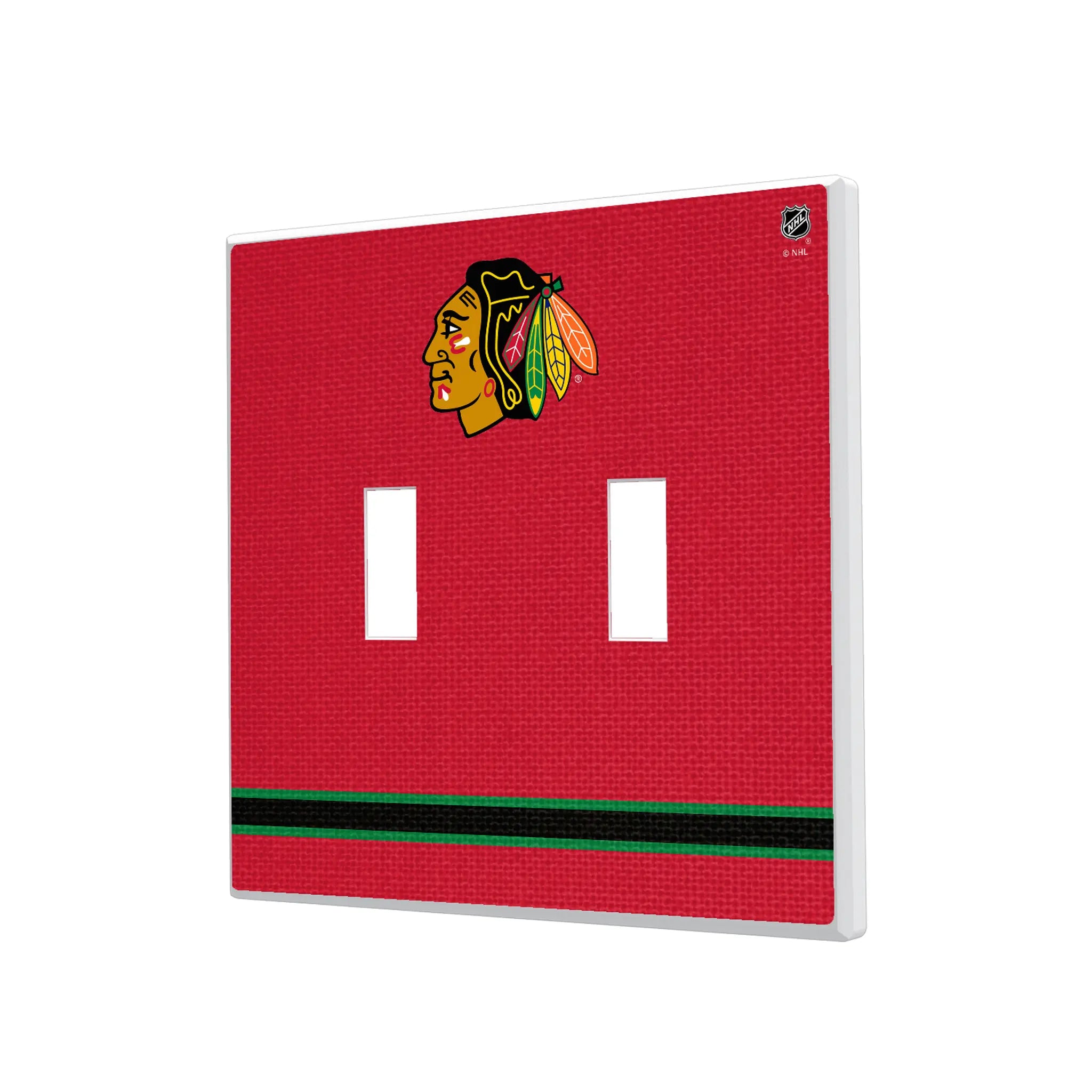 Chicago Blackhawks Stripe Hidden-Screw Light Switch Plate#Style_Double Toggle