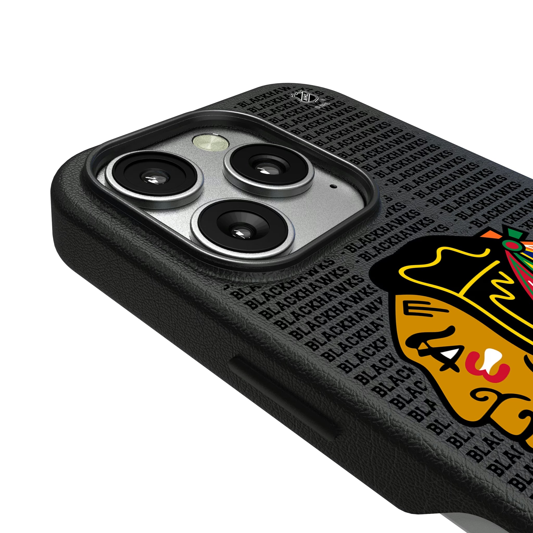 Chicago Blackhawks Text Backdrop iPhone MagSafe Compatible Phone Case for Apple iPhone - Detail