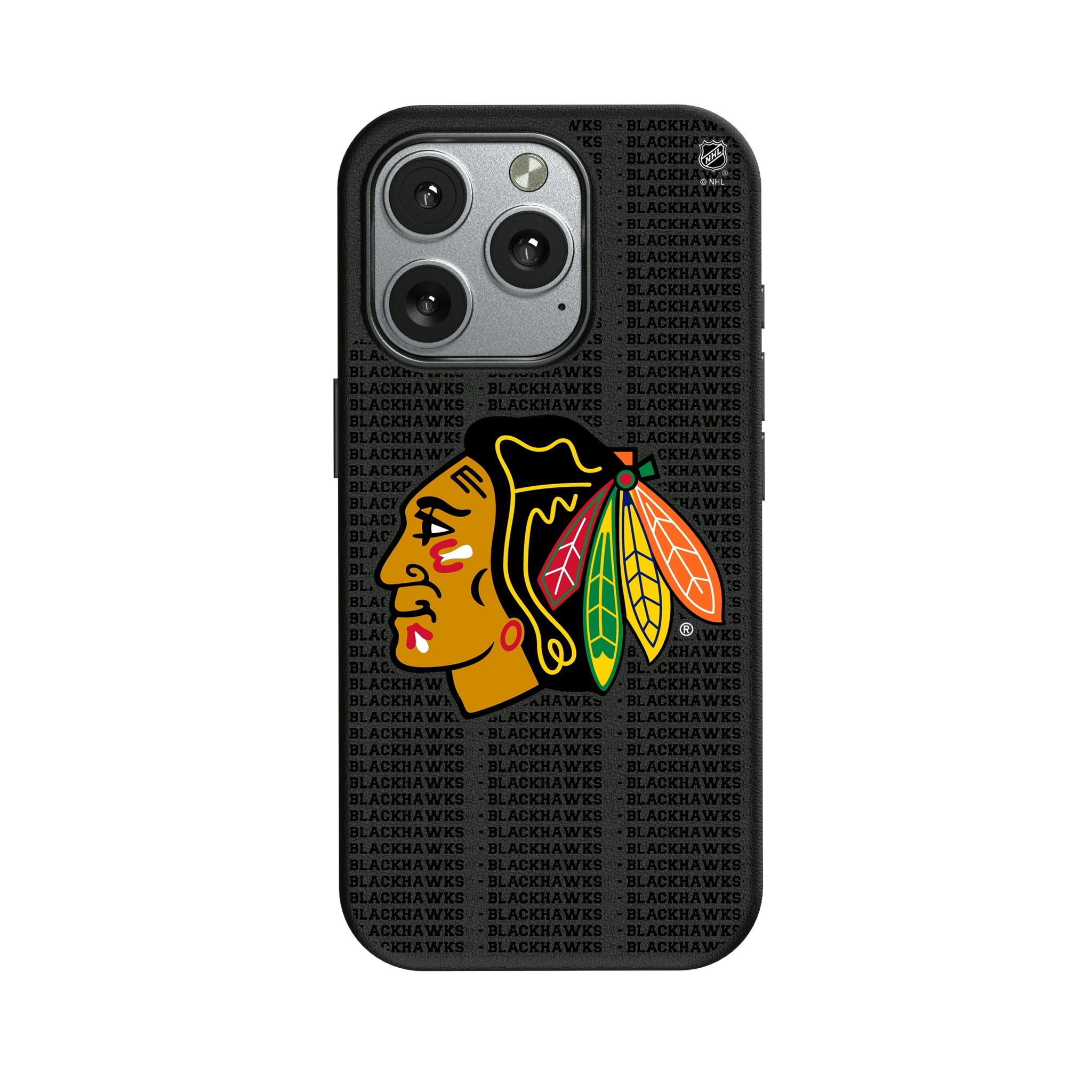 Chicago Blackhawks Text Backdrop iPhone MagSafe Compatible Phone Case for Apple iPhone