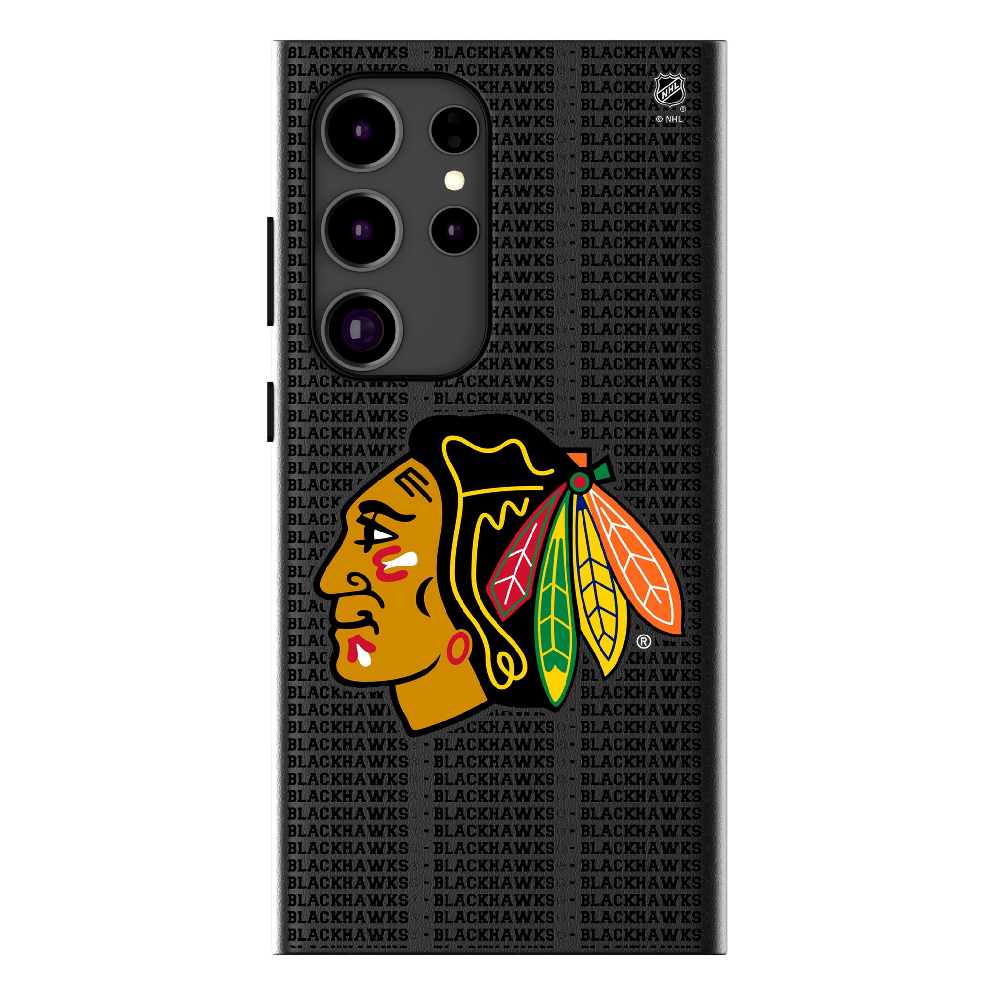 Chicago Blackhawks Text Backdrop Galaxy MagSafe Compatible Phone Case for Samsung Galaxy