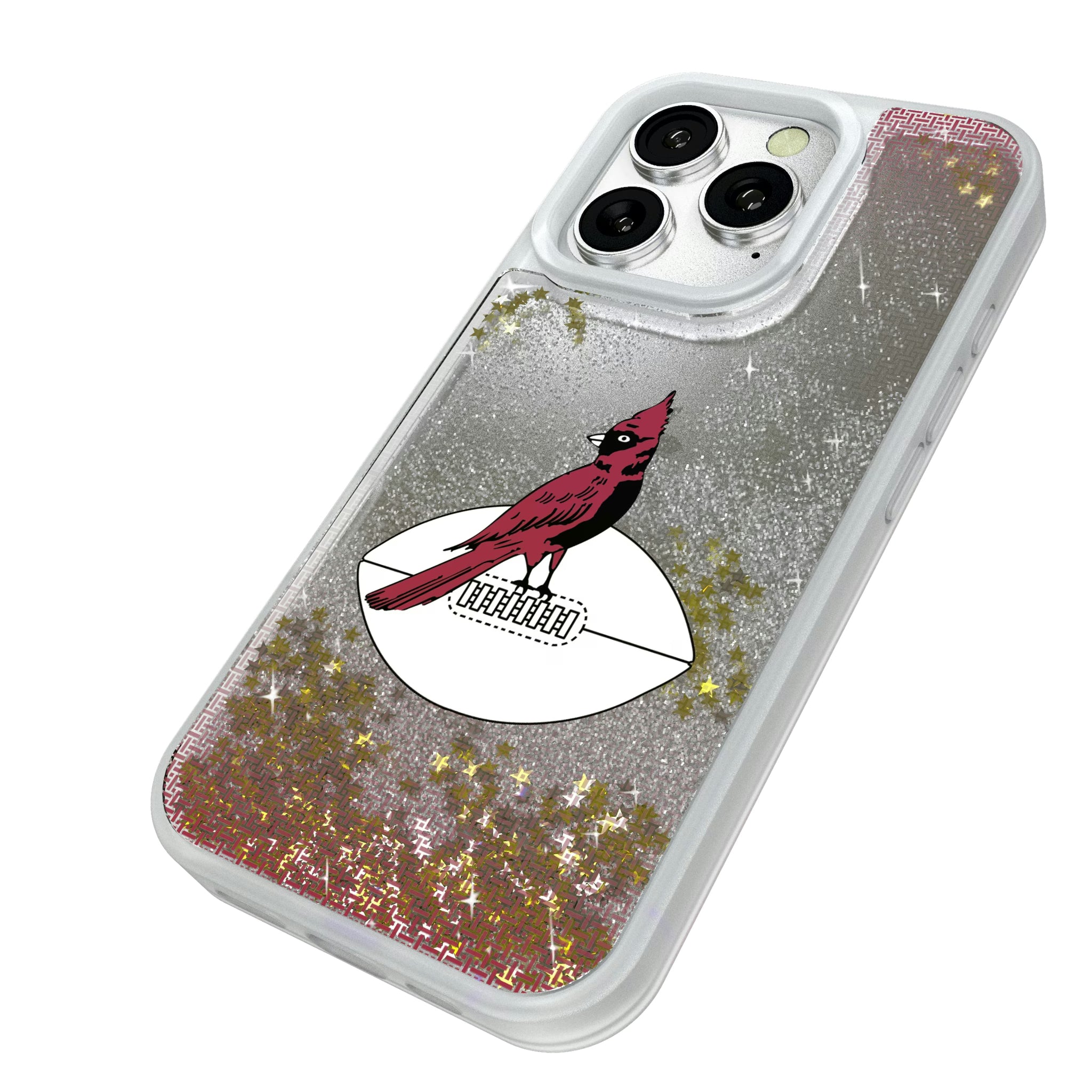 Chicago Cardinals 1947-1959 Historic Collection Linen iPhone Glitter Phone Case for Apple iPhone - Isometric View#Device_iPhone 16 Pro