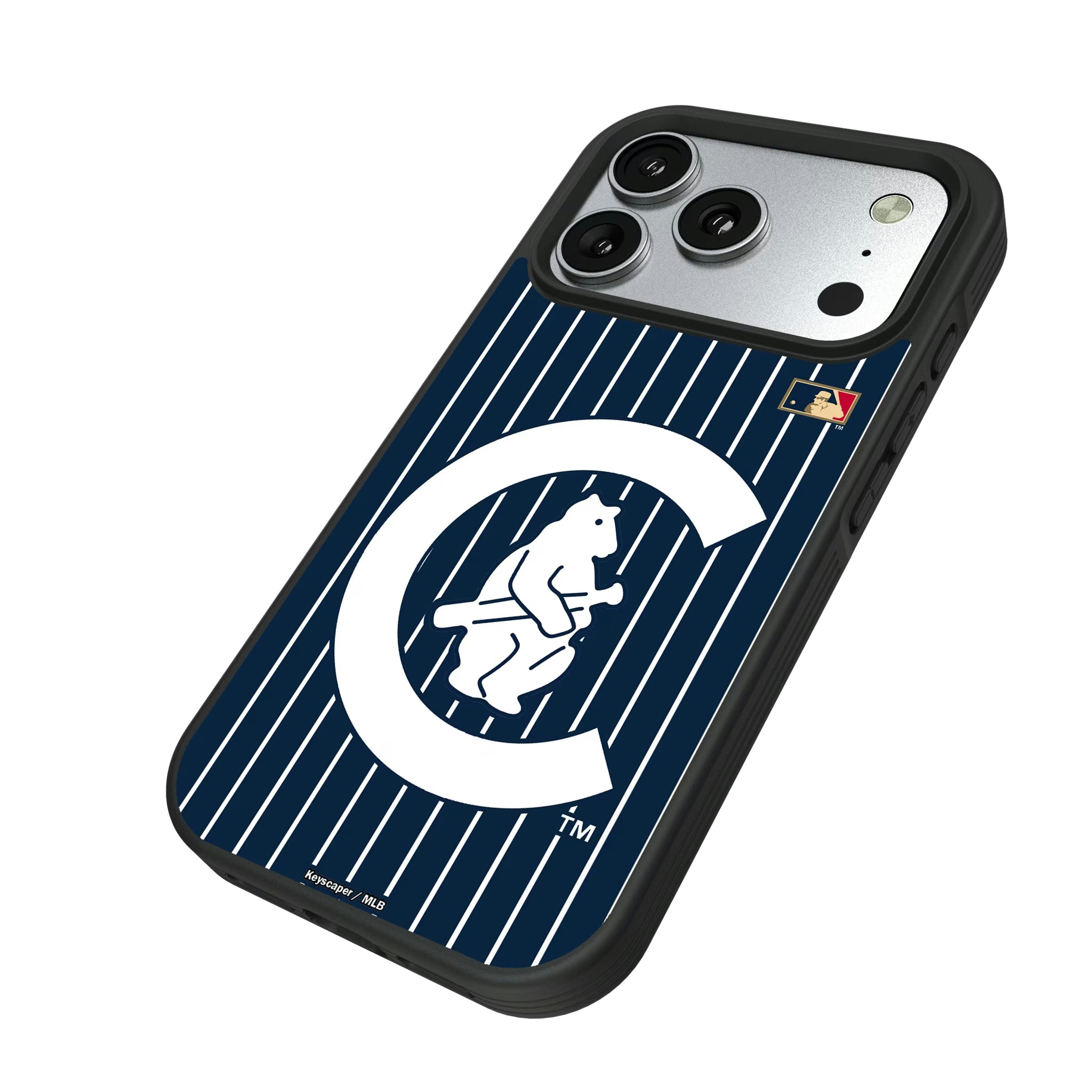 Chicago Cubs 1911-1912 - Cooperstown Collection Pinstripe iPhone Bump Phone Case for Apple iPhone - Isometric View#Device_iPhone 17 Pro