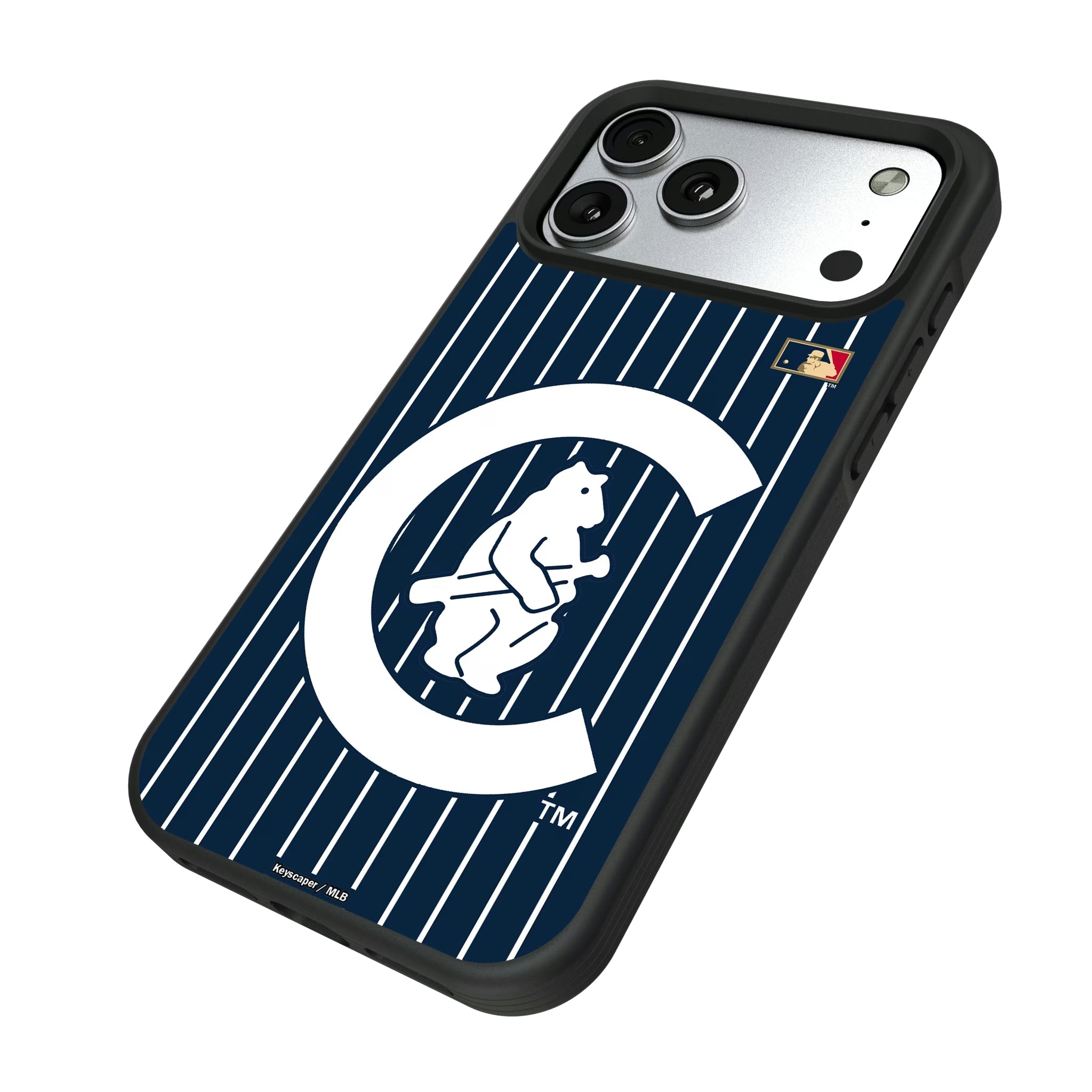 Chicago Cubs 1911-1912 - Cooperstown Collection Pinstripe iPhone Bump Phone Case for Apple iPhone - Isometric View#Device_iPhone 17 Pro Max