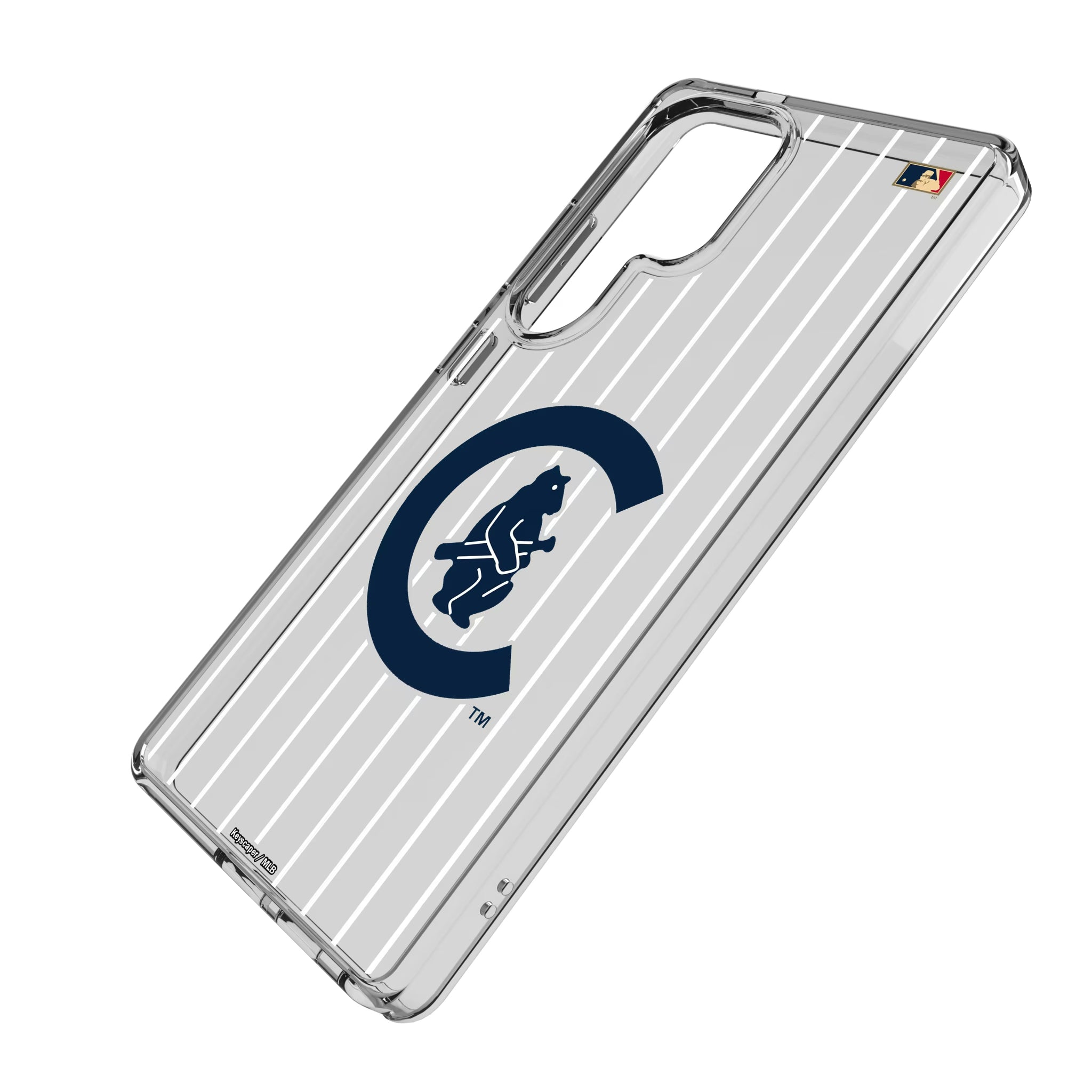 Chicago Cubs 1911-1912 - Cooperstown Collection Pinstripe Galaxy Clear Phone Case for Samsung Galaxy - Isometric View