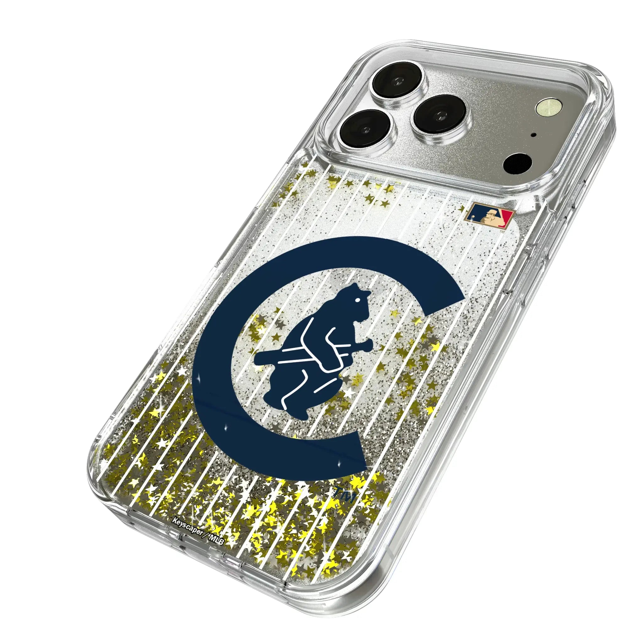 Chicago Cubs 1911-1912 - Cooperstown Collection Pinstripe iPhone Glitter Phone Case for Apple iPhone - Isometric View