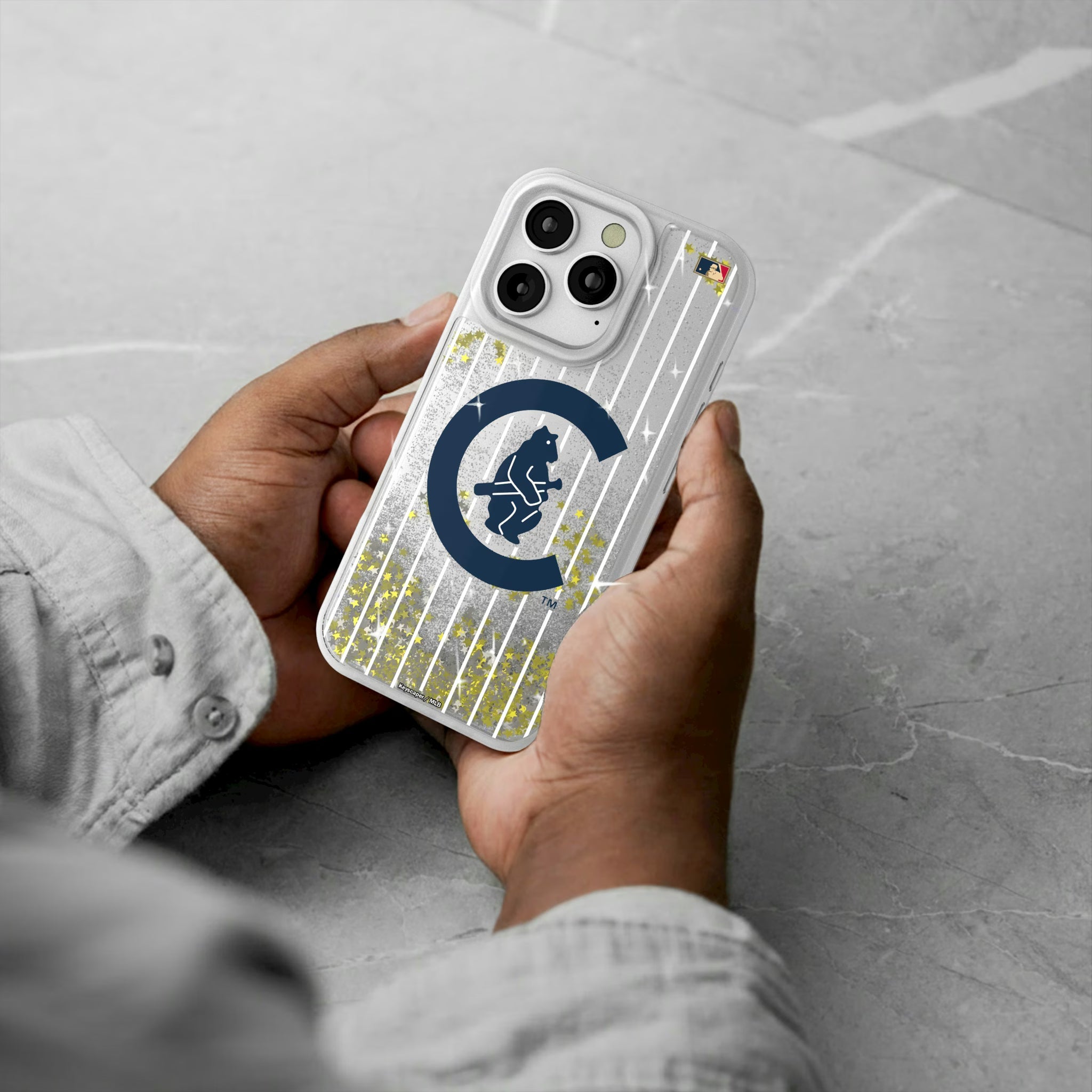 Chicago Cubs 1911-1912 - Cooperstown Collection Pinstripe iPhone Glitter Phone Case for Apple iPhone - Lifestyle#Device_iPhone 16 Pro