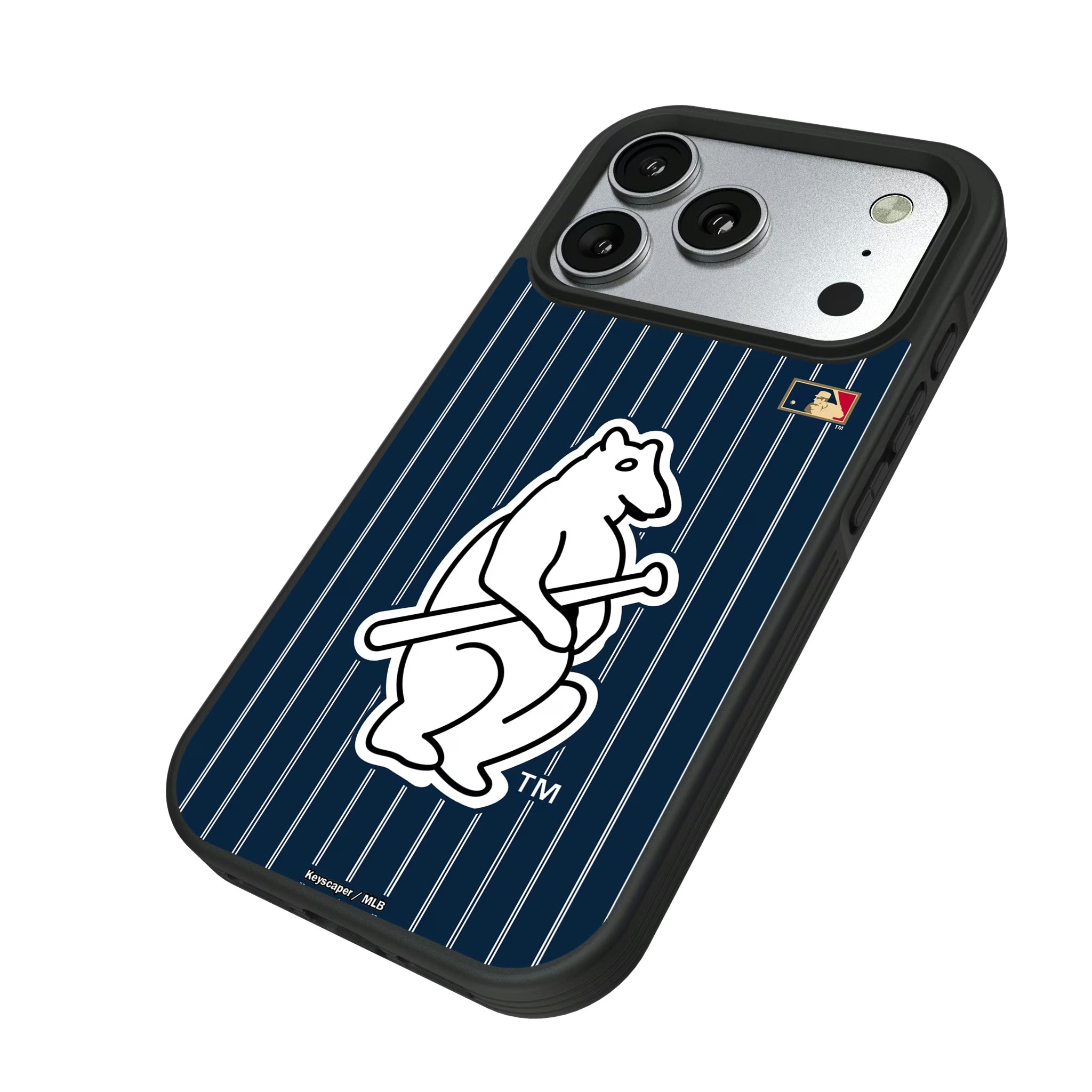 Chicago Cubs 1914 - Cooperstown Collection Pinstripe iPhone Bump Phone Case for Apple iPhone - Isometric View#Device_iPhone 17 Pro