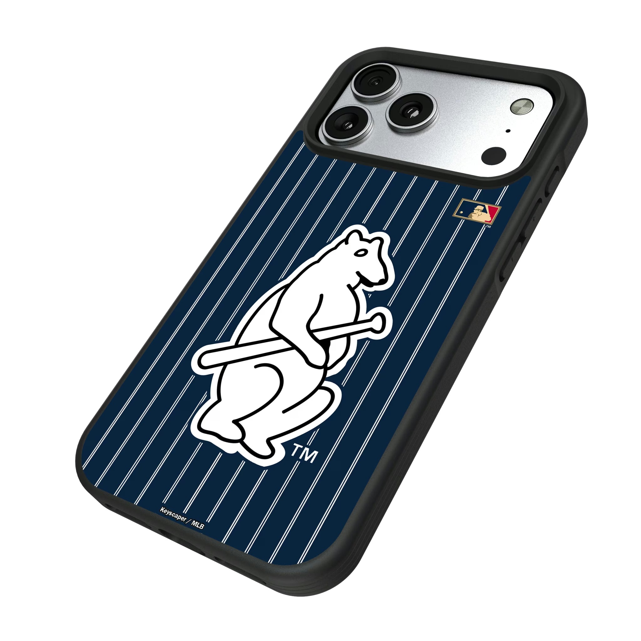 Chicago Cubs 1914 - Cooperstown Collection Pinstripe iPhone Bump Phone Case for Apple iPhone - Isometric View#Device_iPhone 17 Pro Max